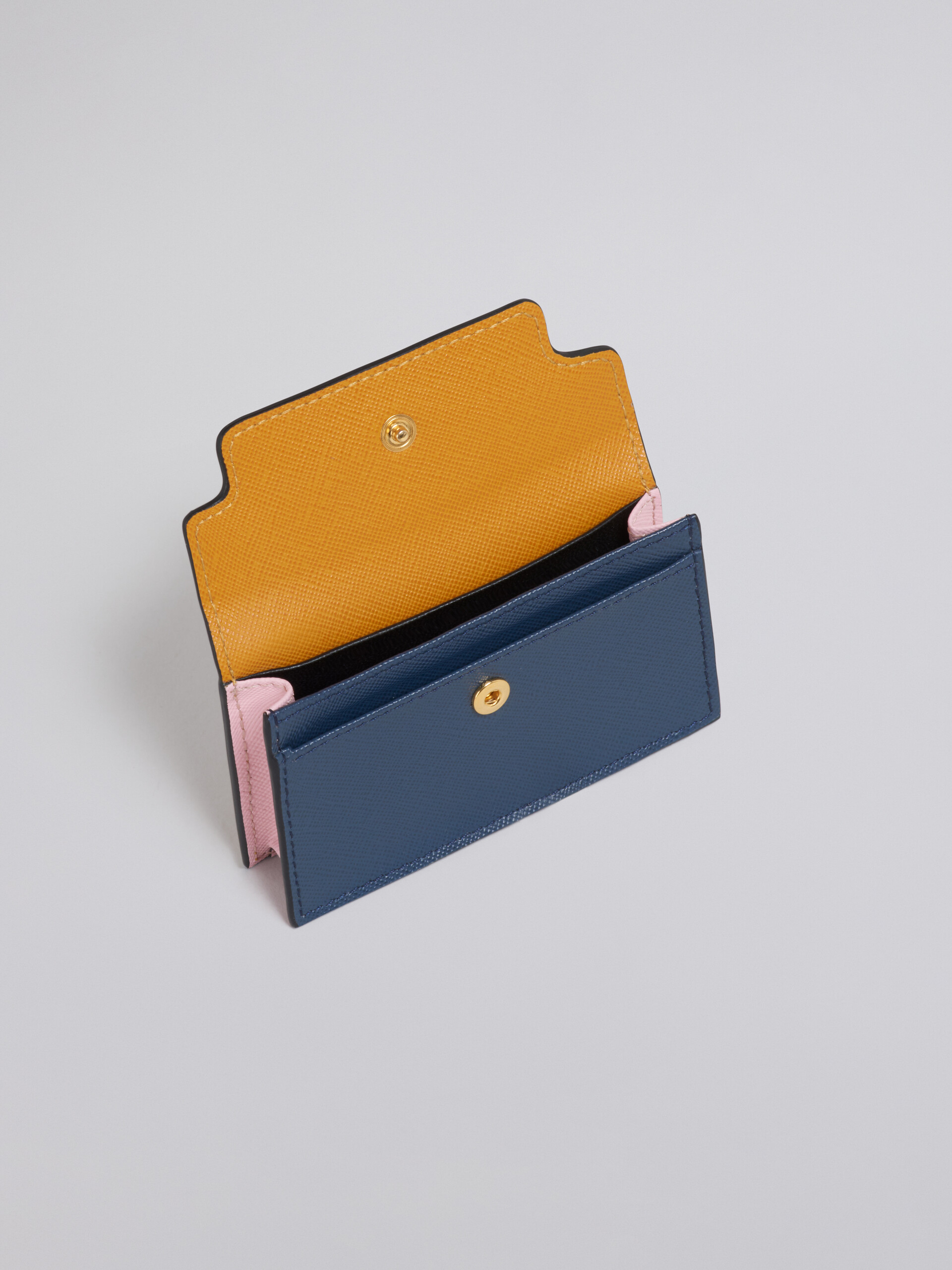Porte-cartes de visite en cuir de veau saffiano rose, orange et bleu - Portefeuilles - Image 2