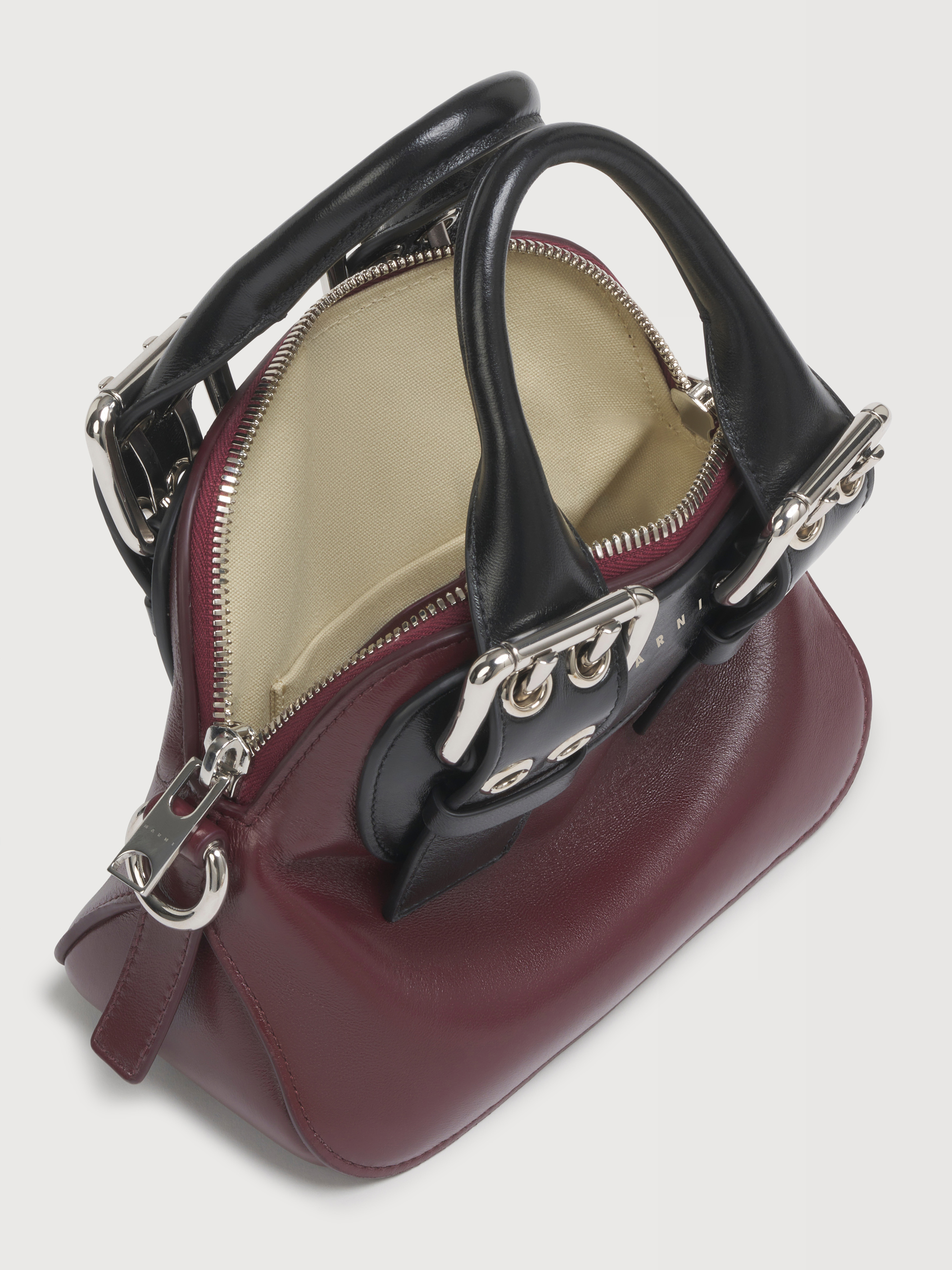 Burgundy and black leather mini Belte Bag - Handbags - Image 4