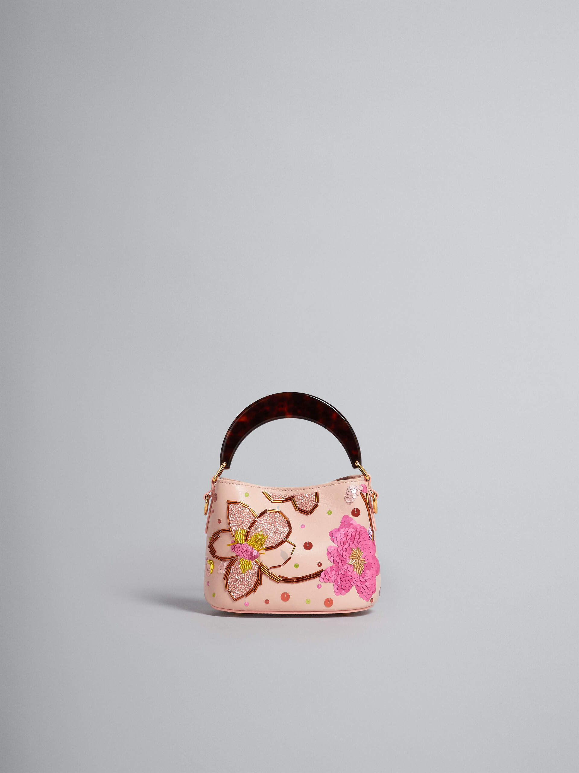 Venice Mini Bucket in embroidered pink leather - Shoulder Bag - Image 1