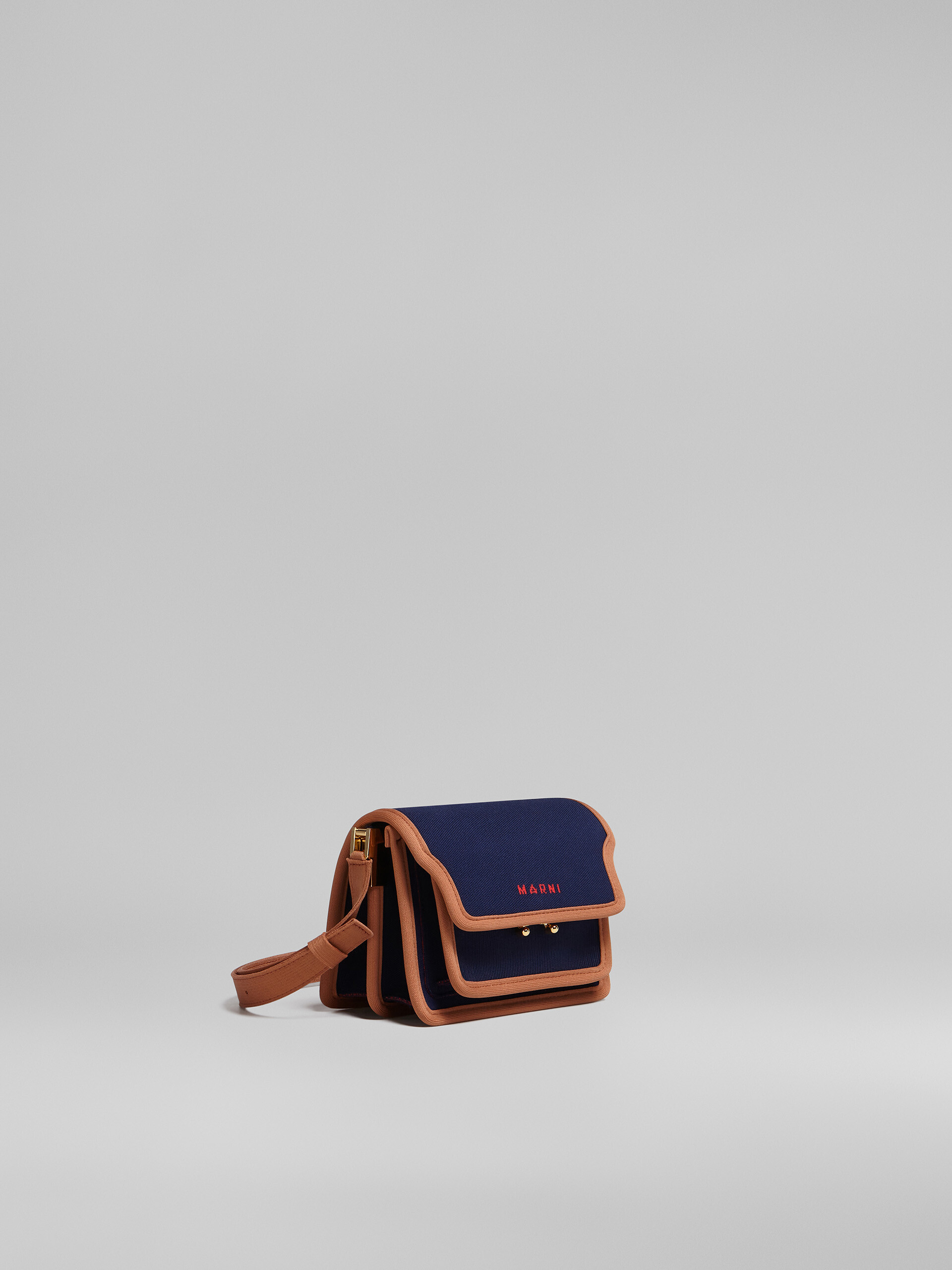 TRUNK SOFT mini bag in blue and brown jacquard - Shoulder Bags - Image 6