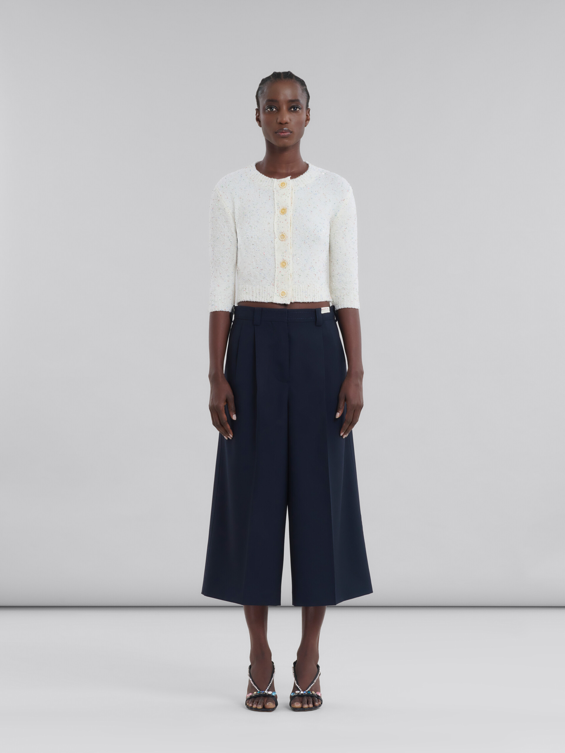 Kurz geschnittene Hose aus dunkelblauer Tropenwolle - Hosen - Image 2
