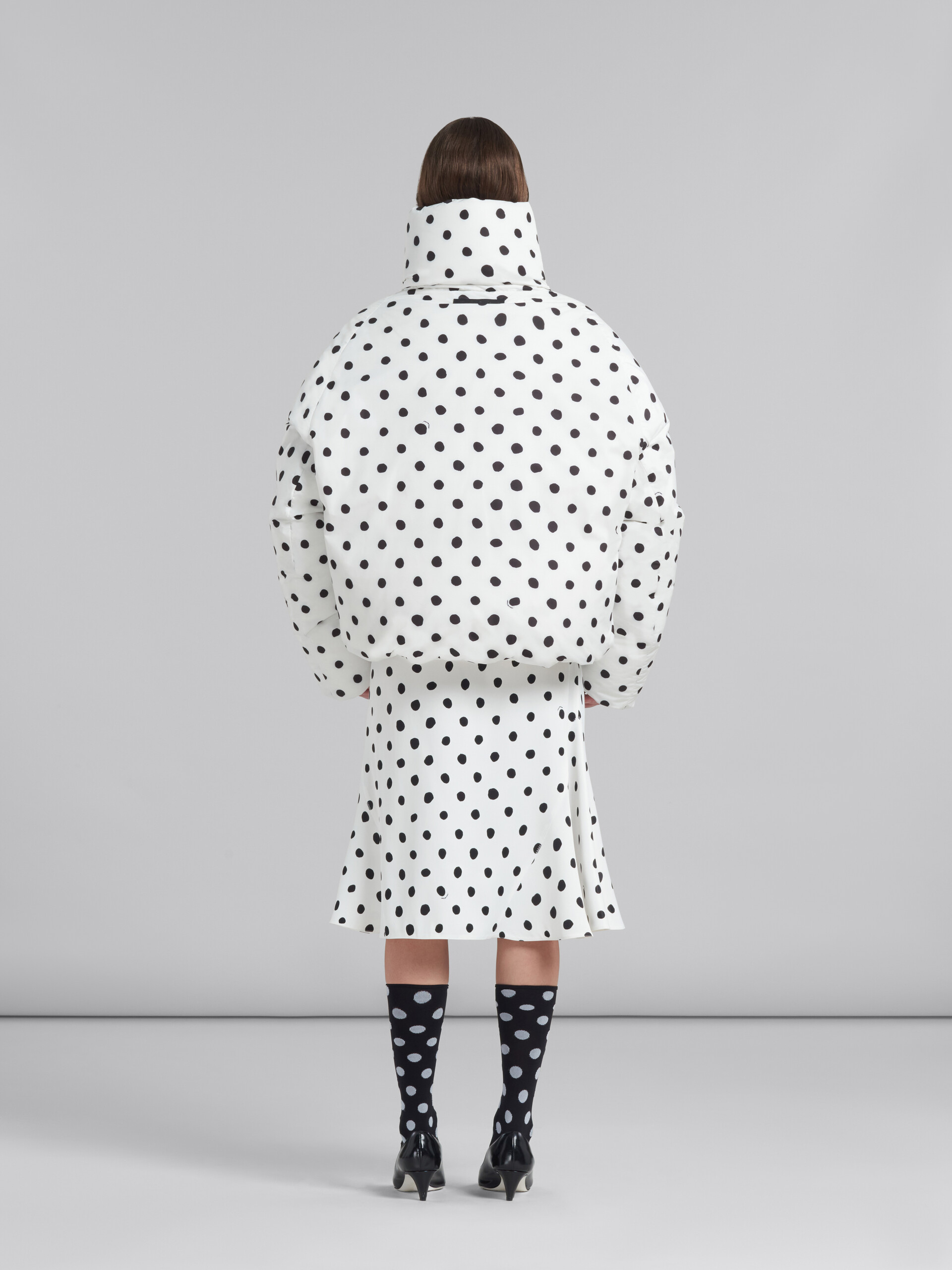 White oversized down jacket with polka dots - Winter jackets - Image 3