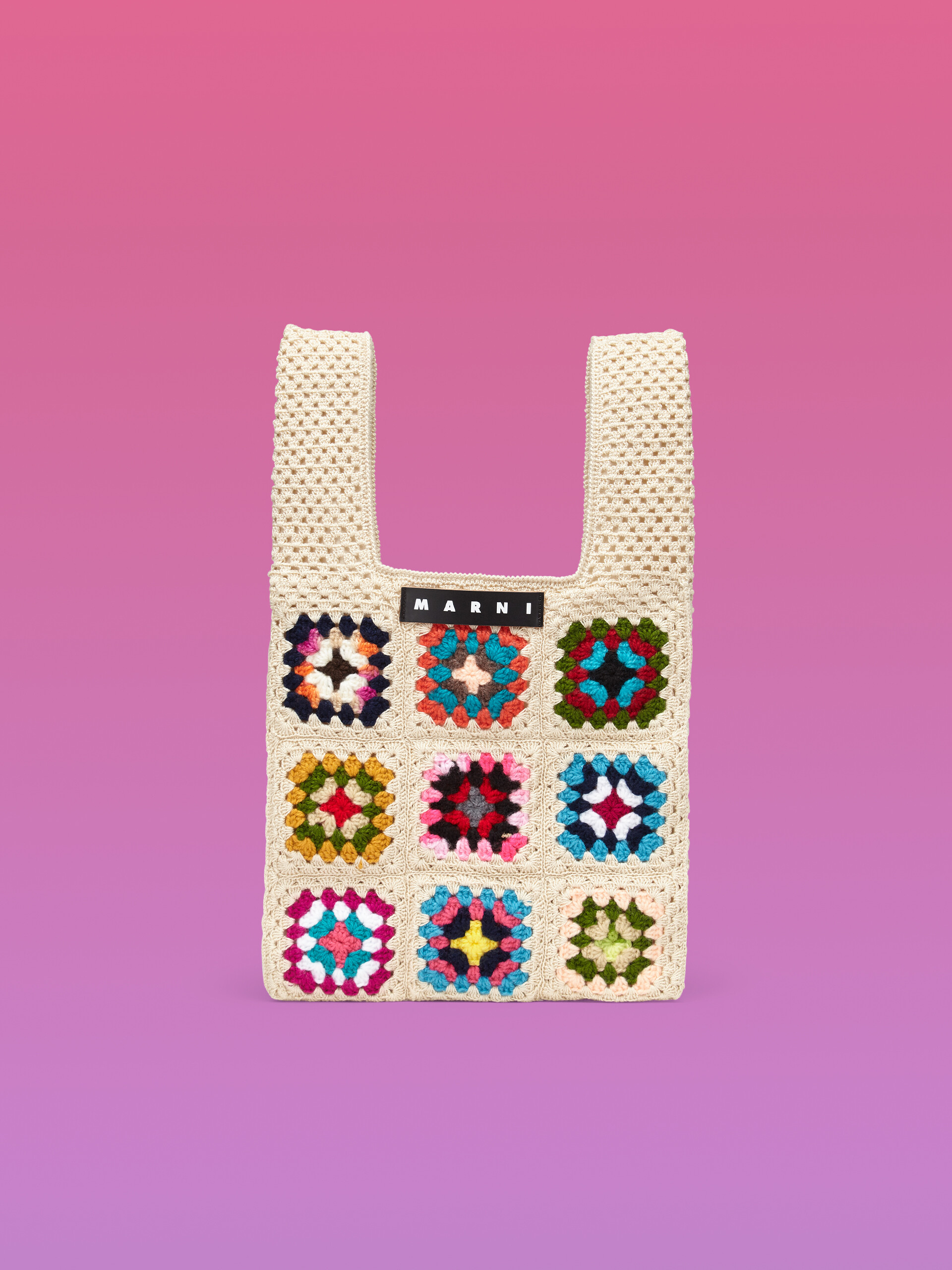 MARNI MARKET FISH bag in white and blue crochet - Bags - Image 1