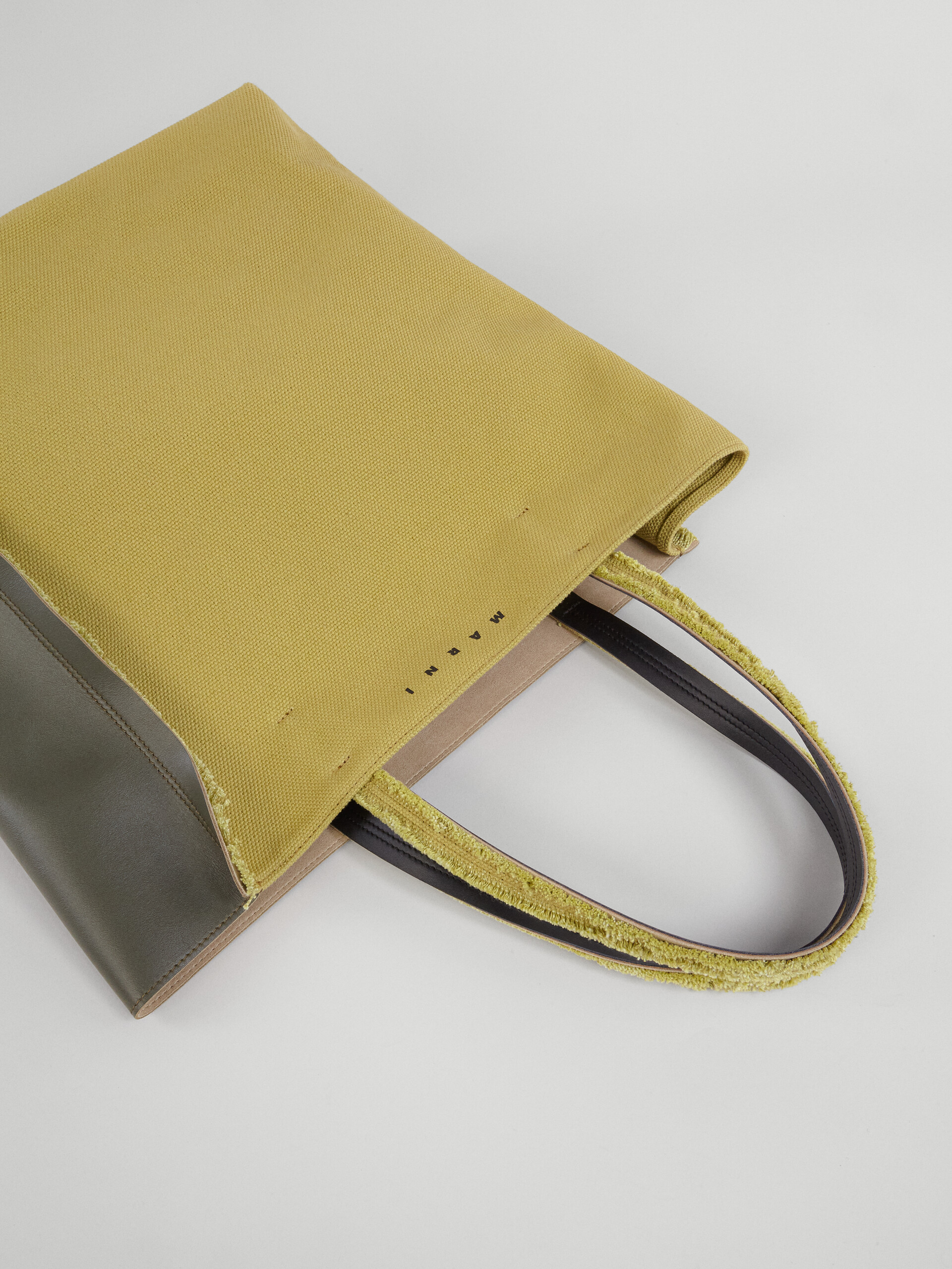 Yellow and brown leather canvas MUSEO SOFT  bag - Shopping Bags - Image 4
