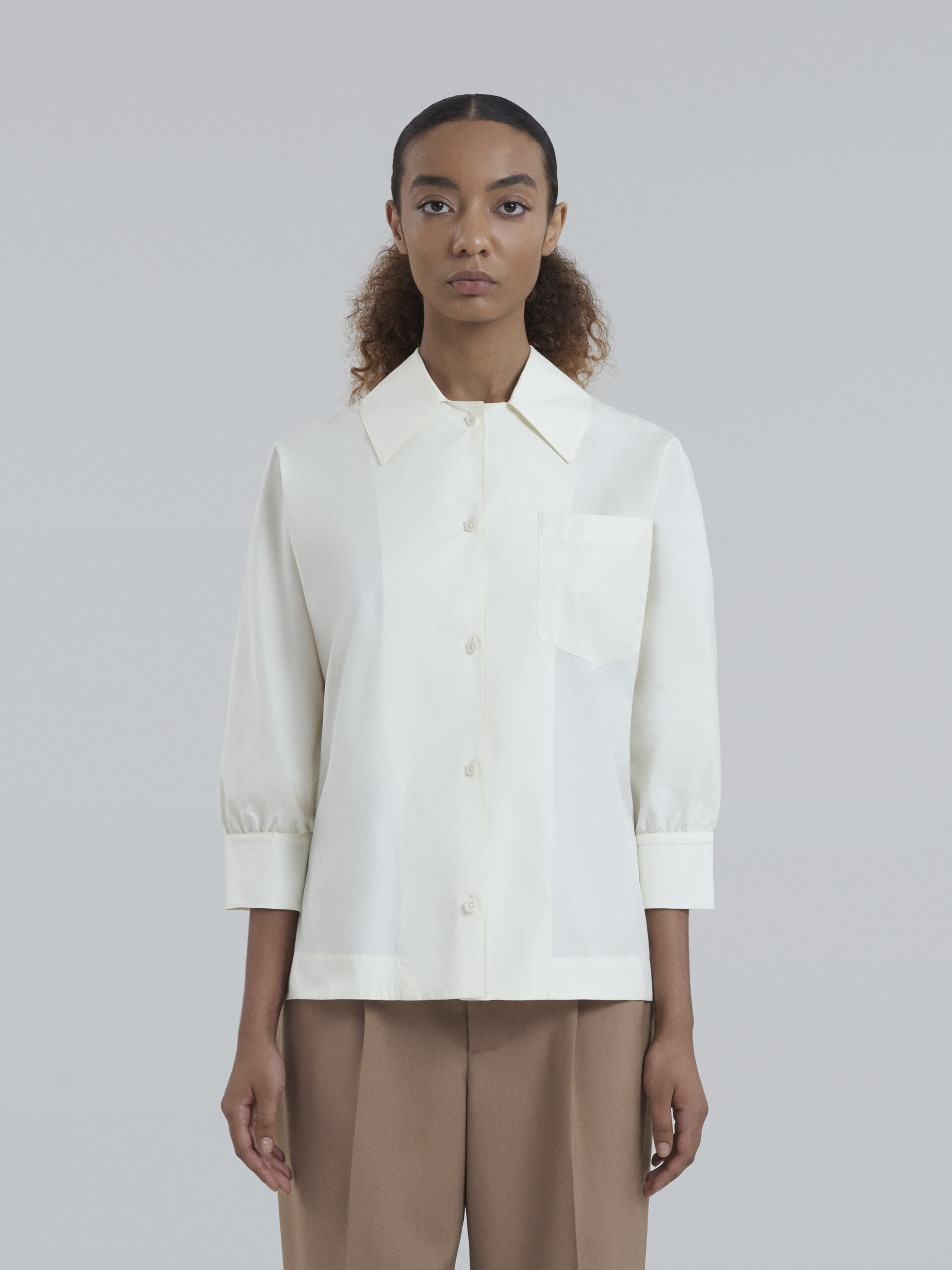 Camicia in popeline di cotone con maniche a palloncino bianco - Camicie - Image 2