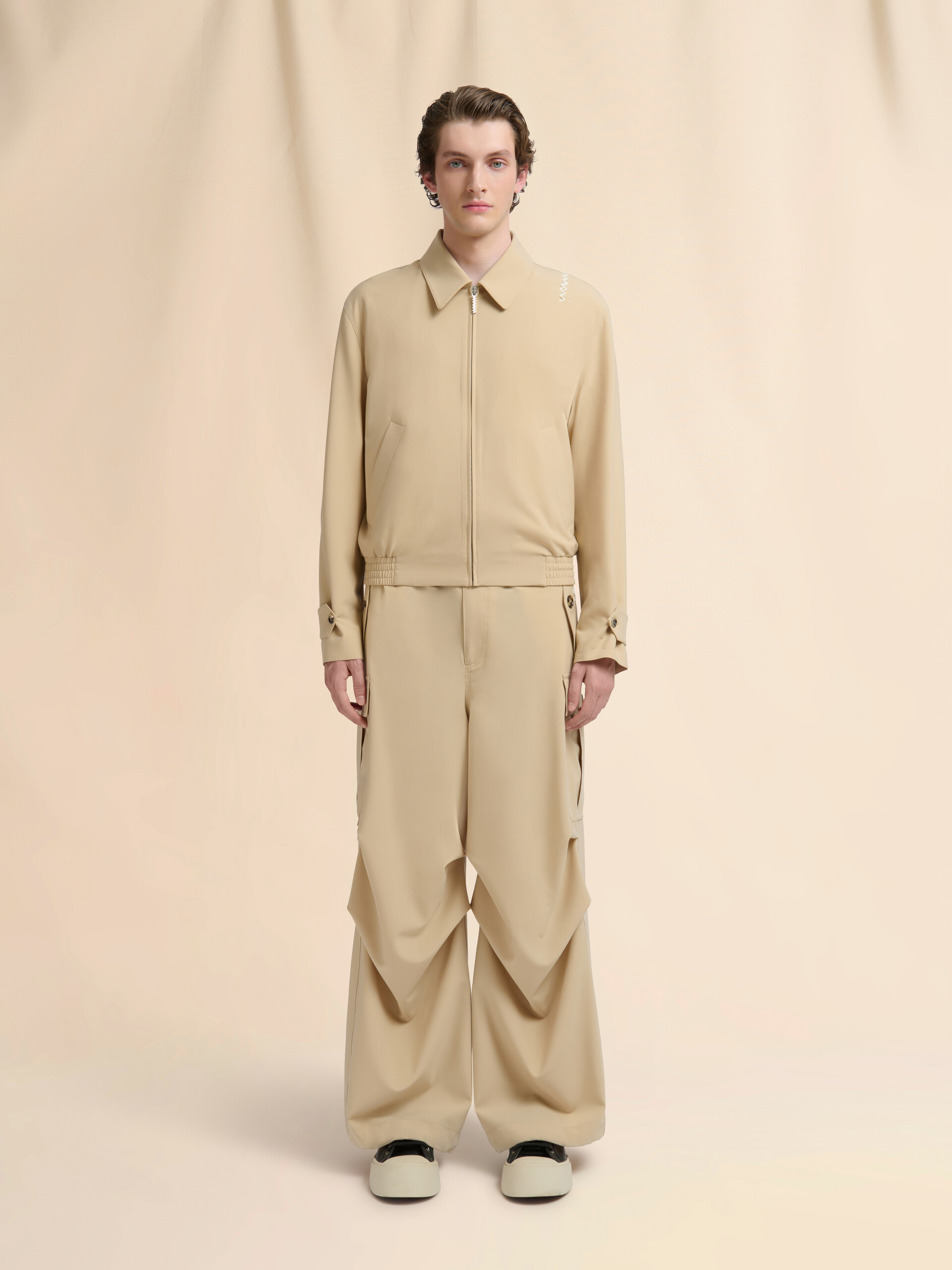 Gray light wool jacket with collar - Jackets - Image 2