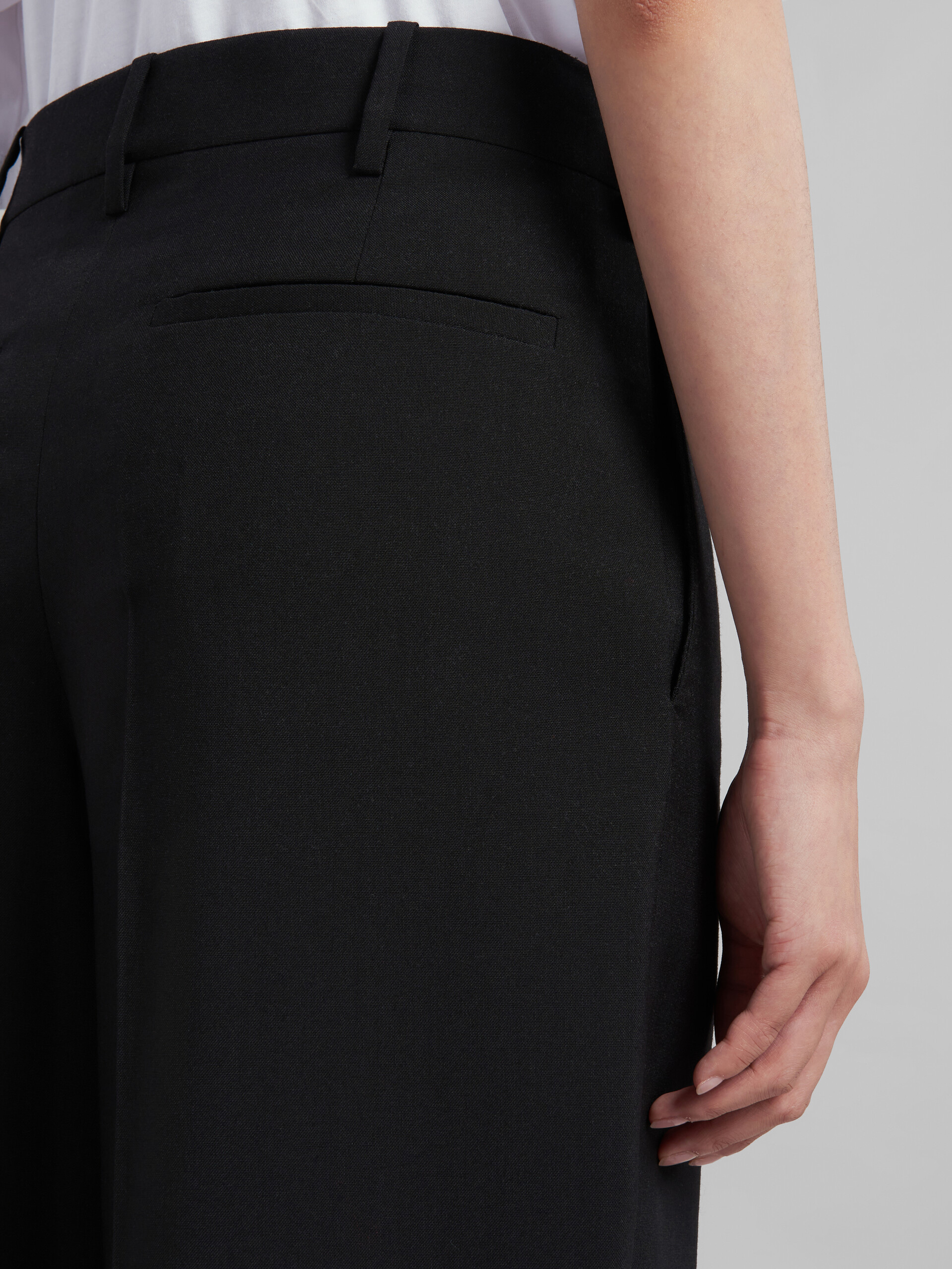 Black tropical wool palazzo trousers - Pants - Image 4