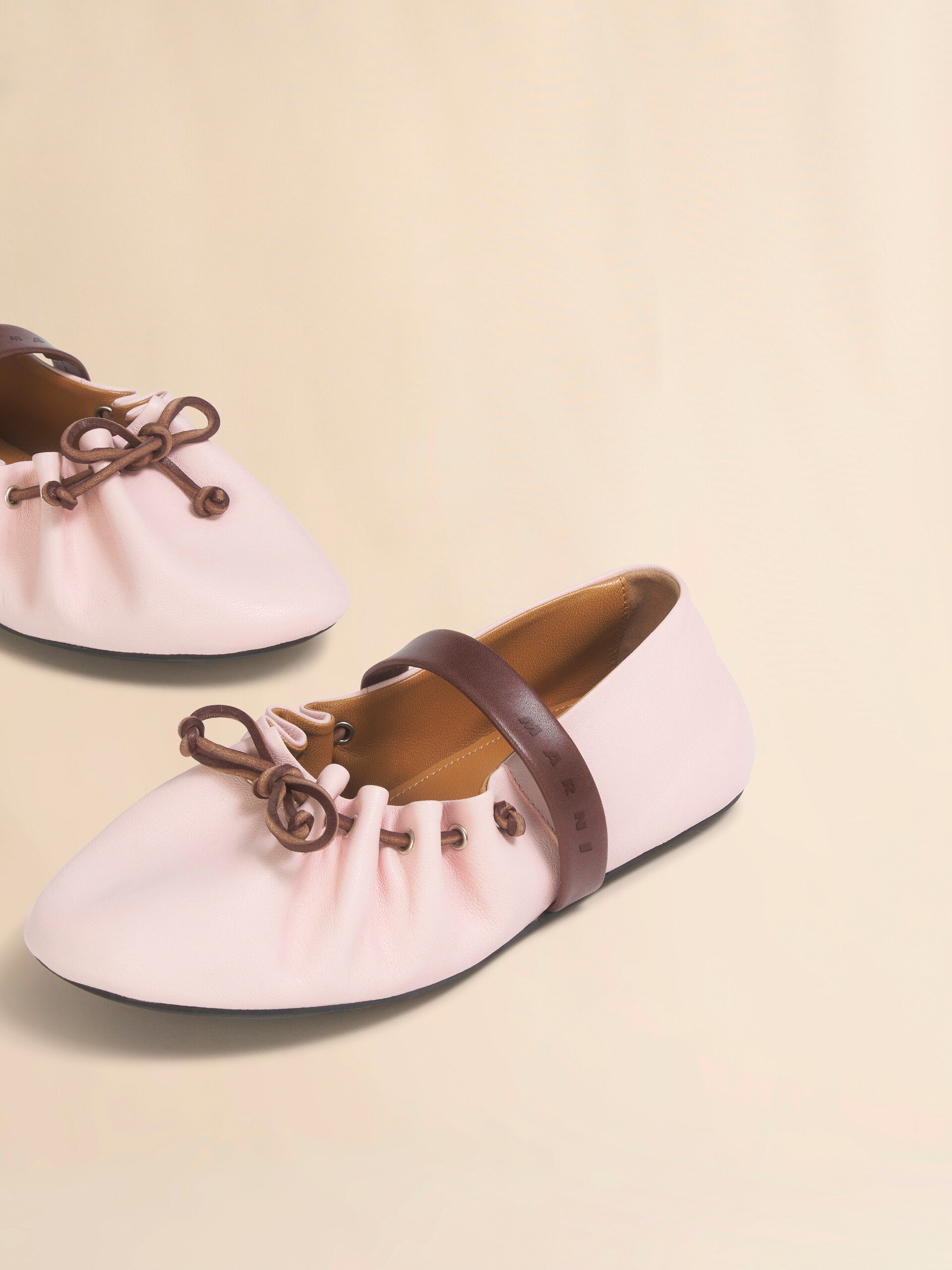Pink and brown leather Mary Jane Soft Ballerina - Ballet Shoes - Image 5