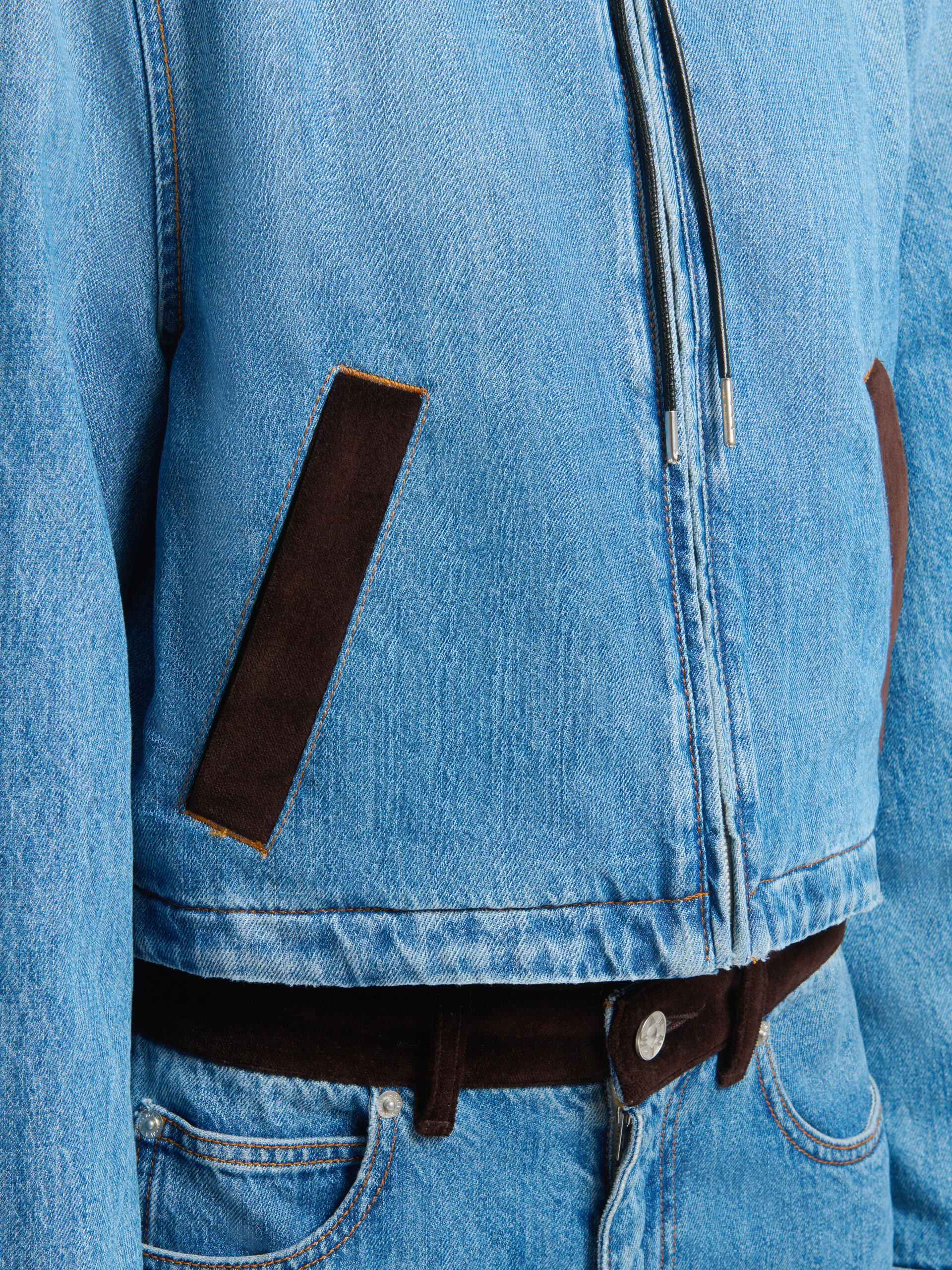 Blue denim jacket with velvet hood - Jackets - Image 5