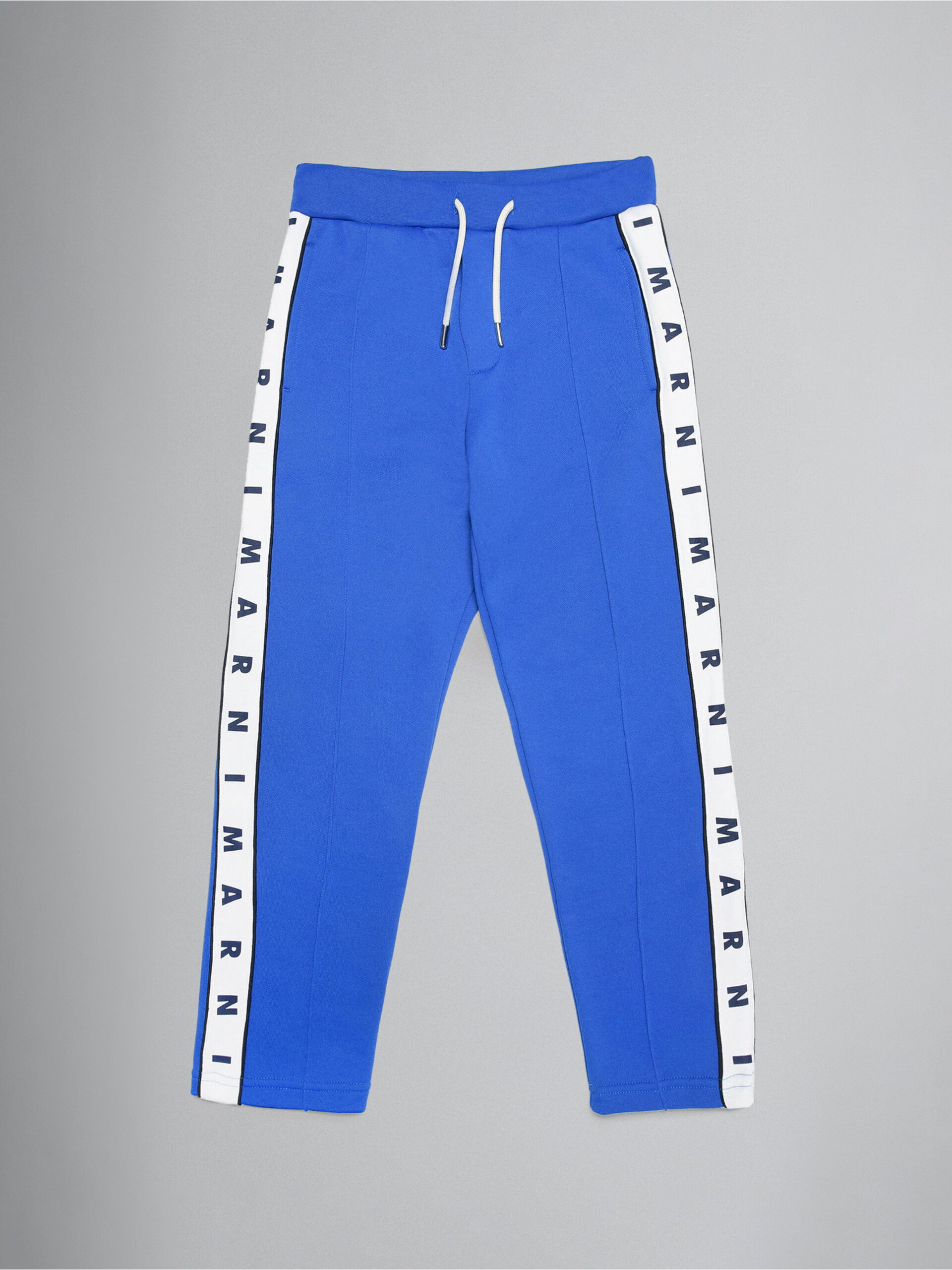 Blue technical fleece pants with logo tape - Pants - Image 1