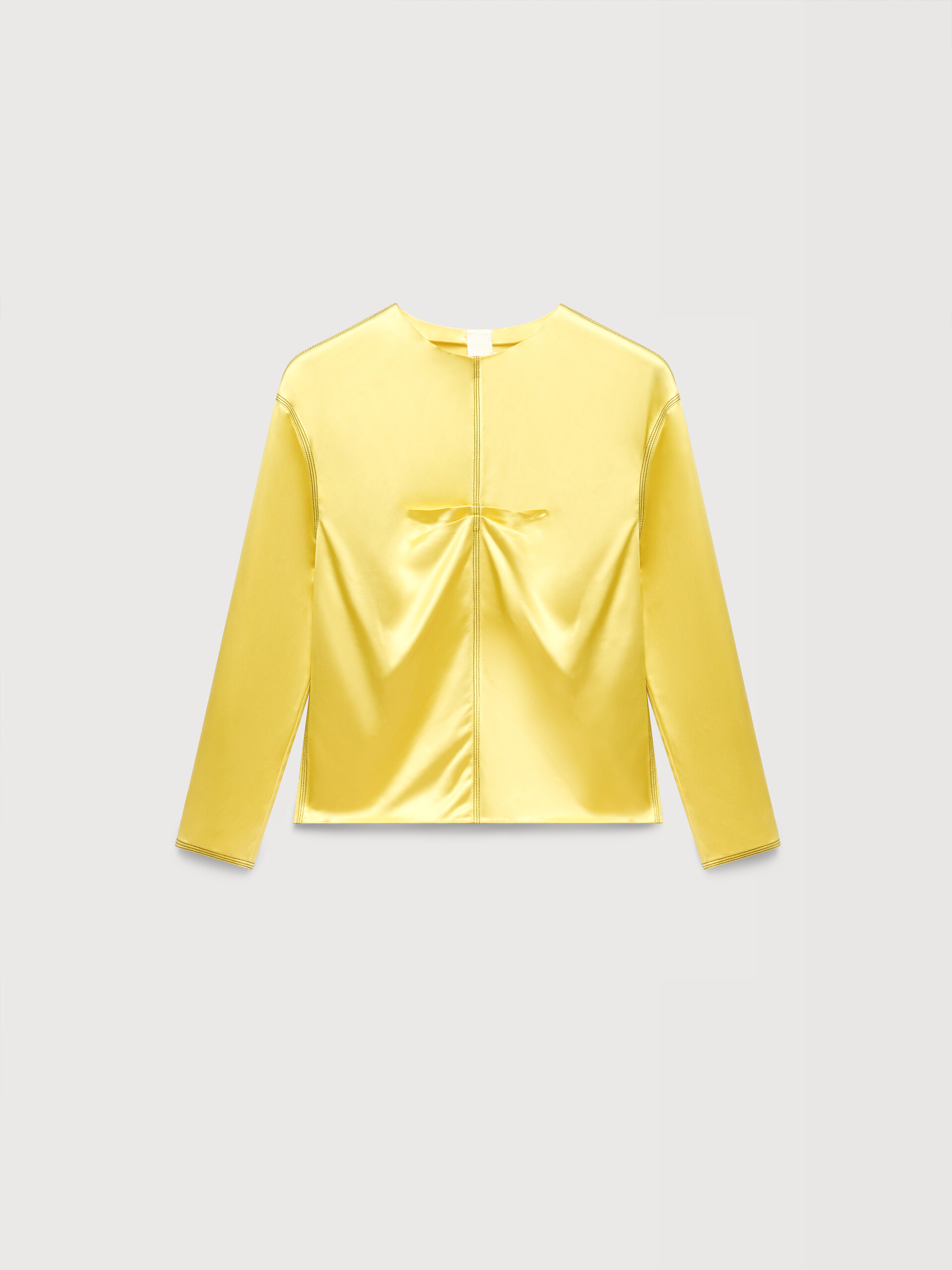 Yellow satin top with contrast stitching - Shirts - Image 1