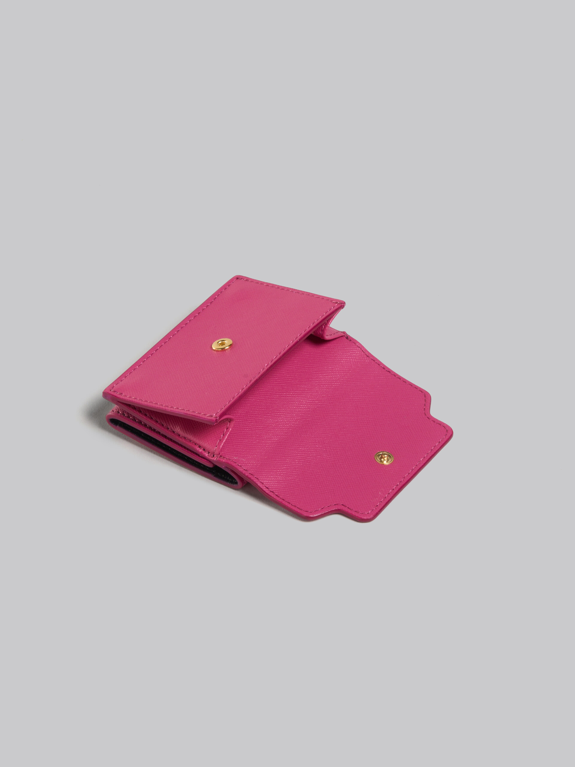 ブラック サフィアーノレザー製三つ折りウォレット - 財布 - Image 5