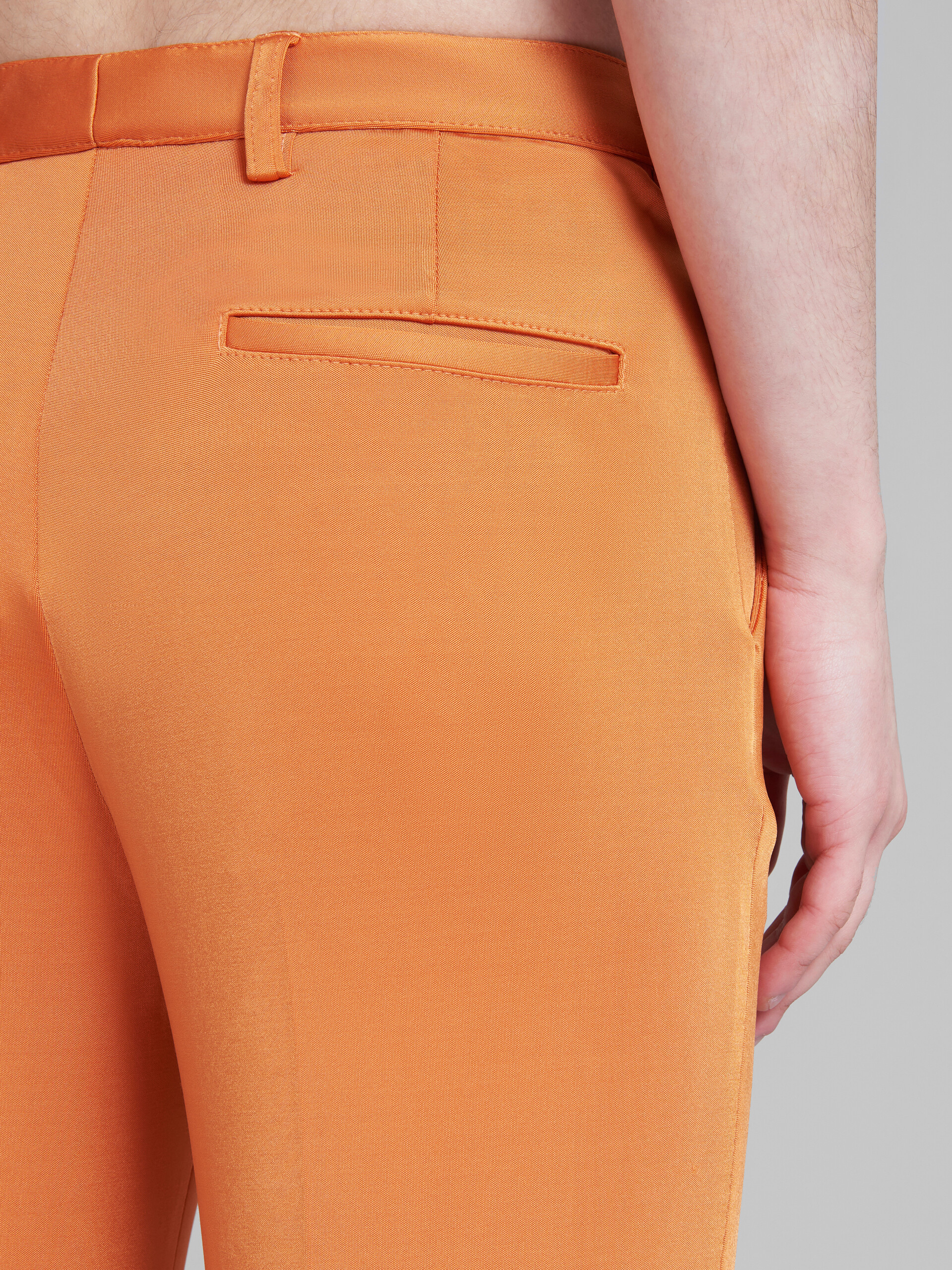 Orange stretch viscose organzine trousers - Pants - Image 4