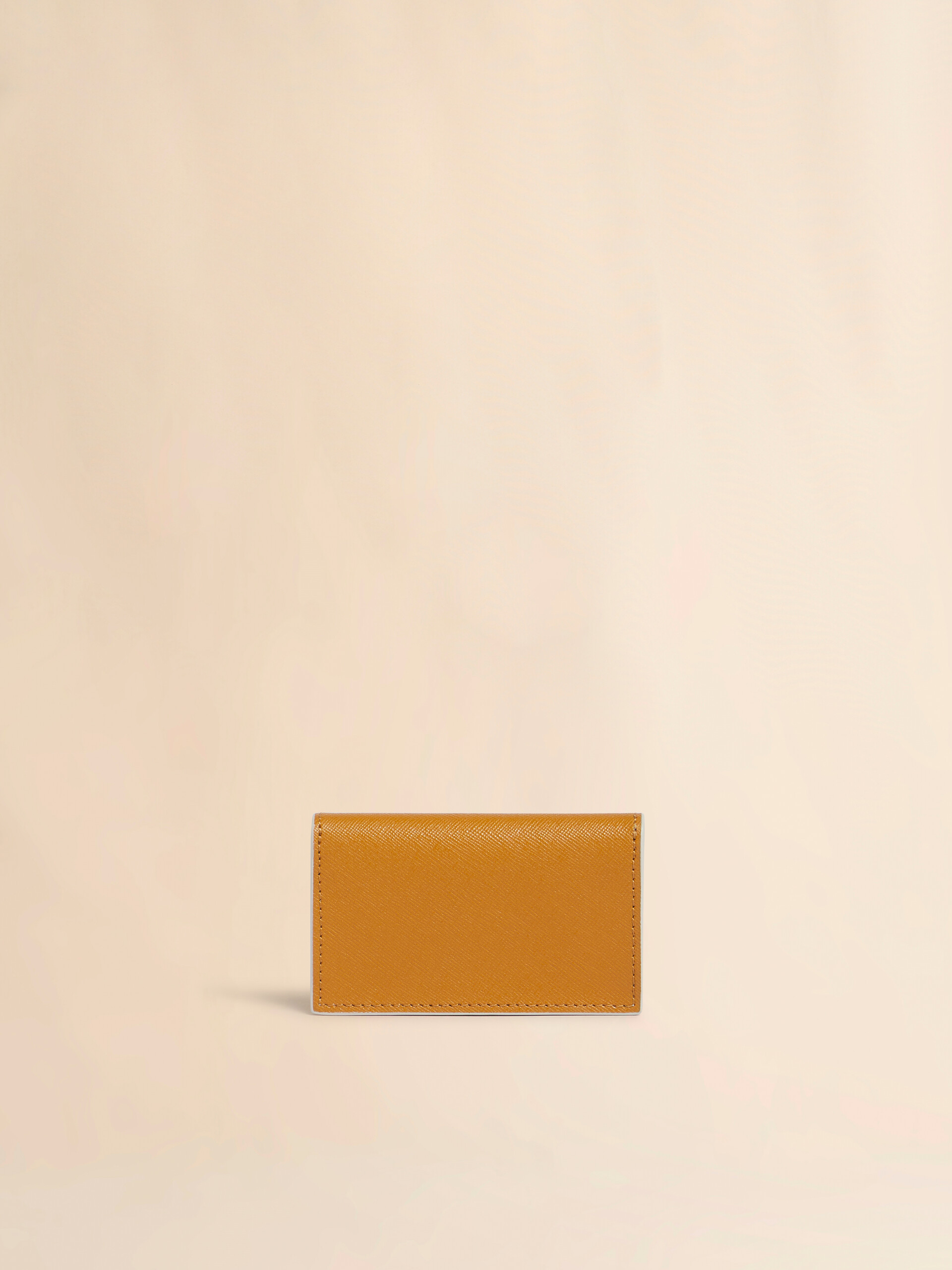 ブラウン ホワイト マスタード レザー製名刺入れ - 財布 - Image 3