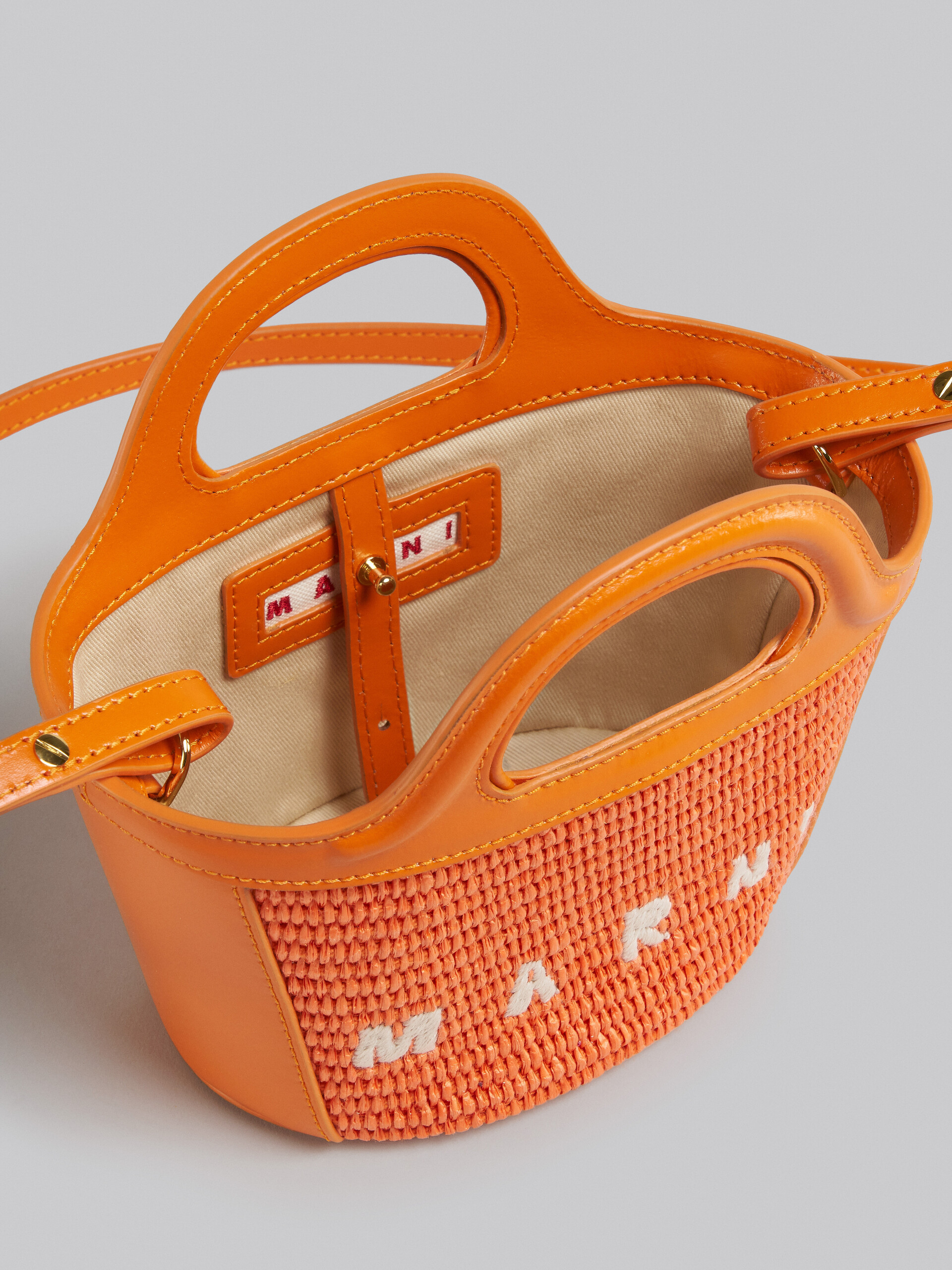Tropicalia Micro Bag in orange leather and raffia - Handbag - Image 4