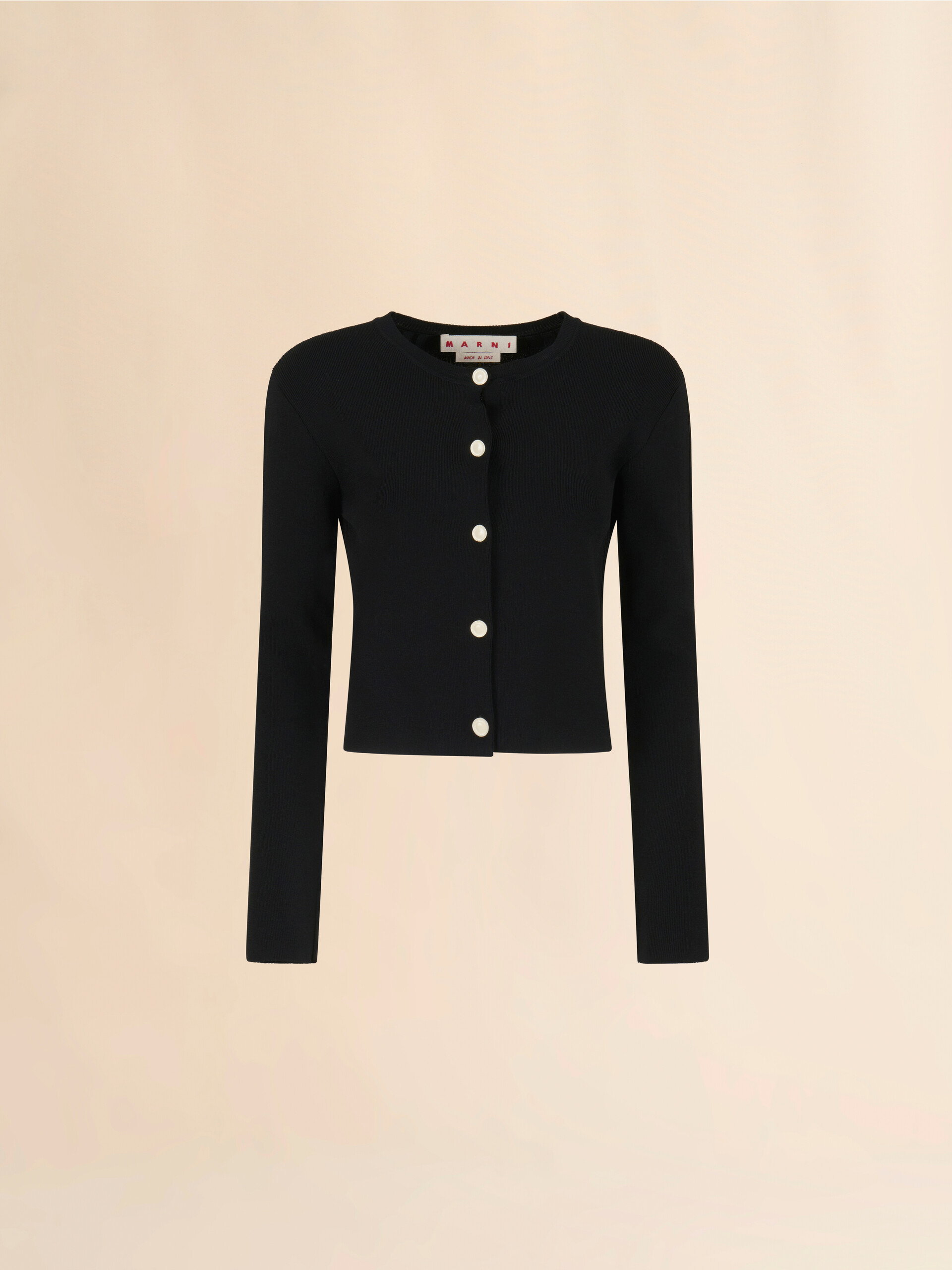 Black viscose half-and-half cardigan - Pullovers - Image 1