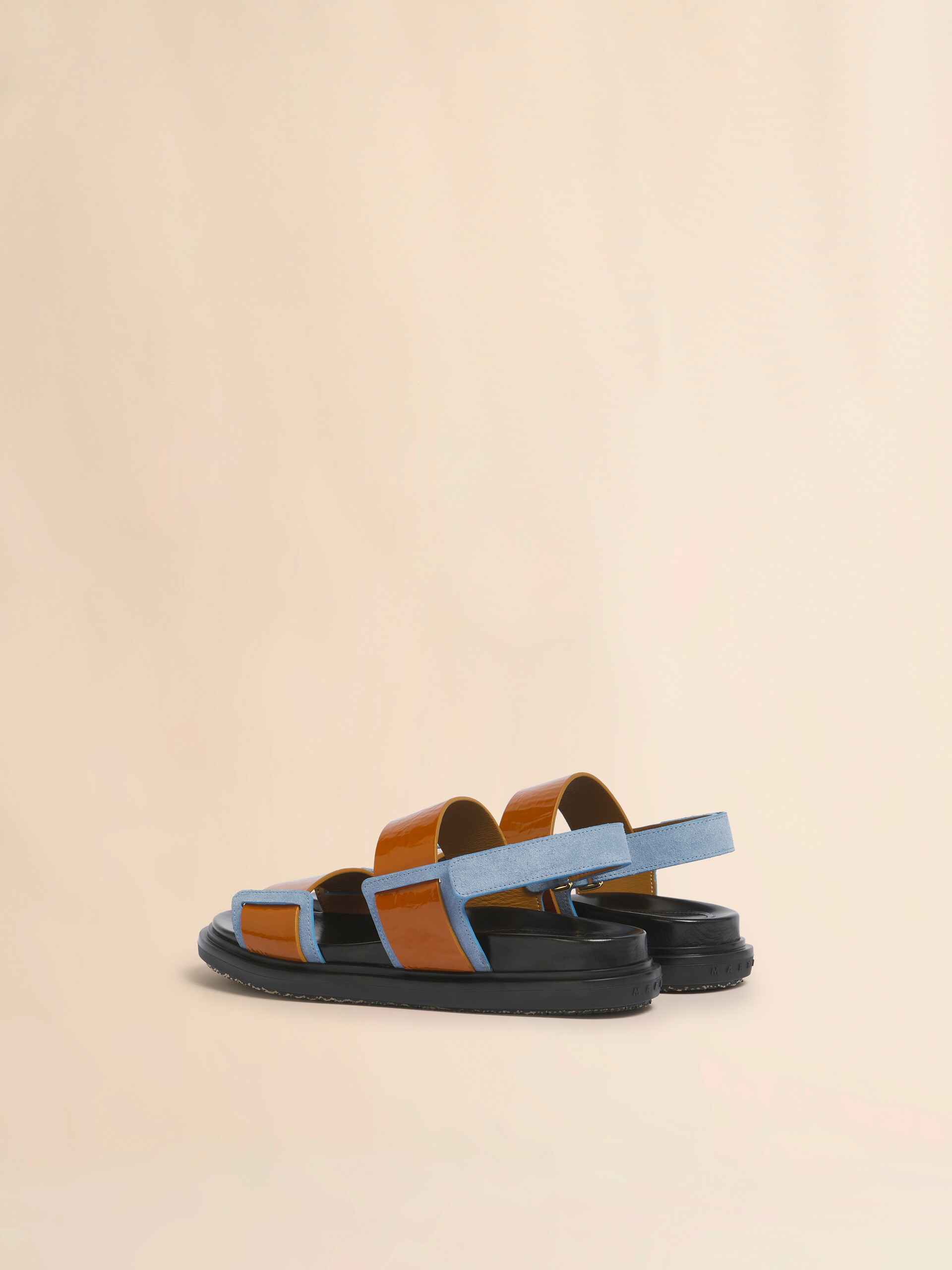 Black leather Fussbett double-strap sandal - Sandals - Image 3