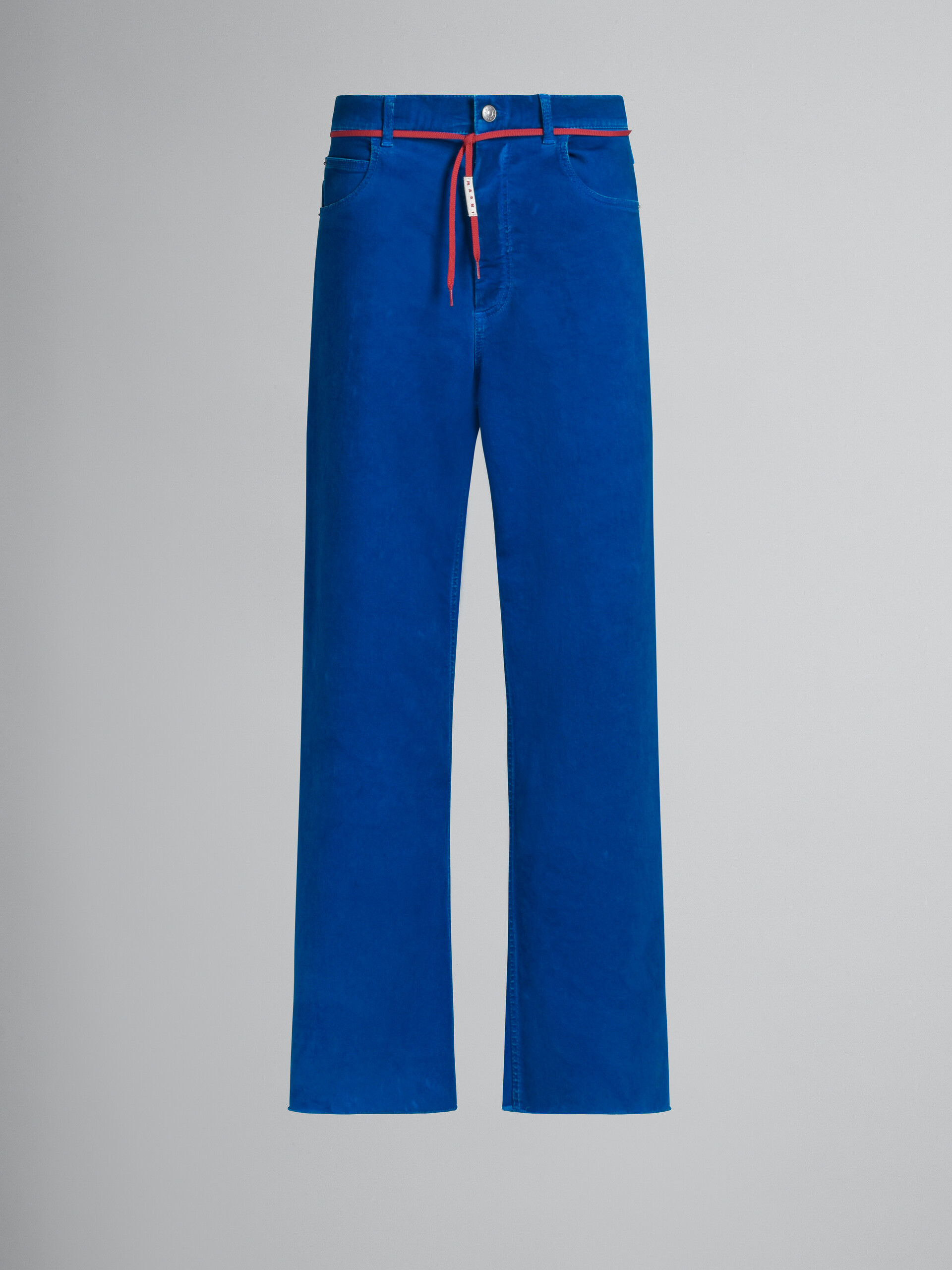 Blue flared 5 pocket trousers in stretch denim - Pants - Image 1