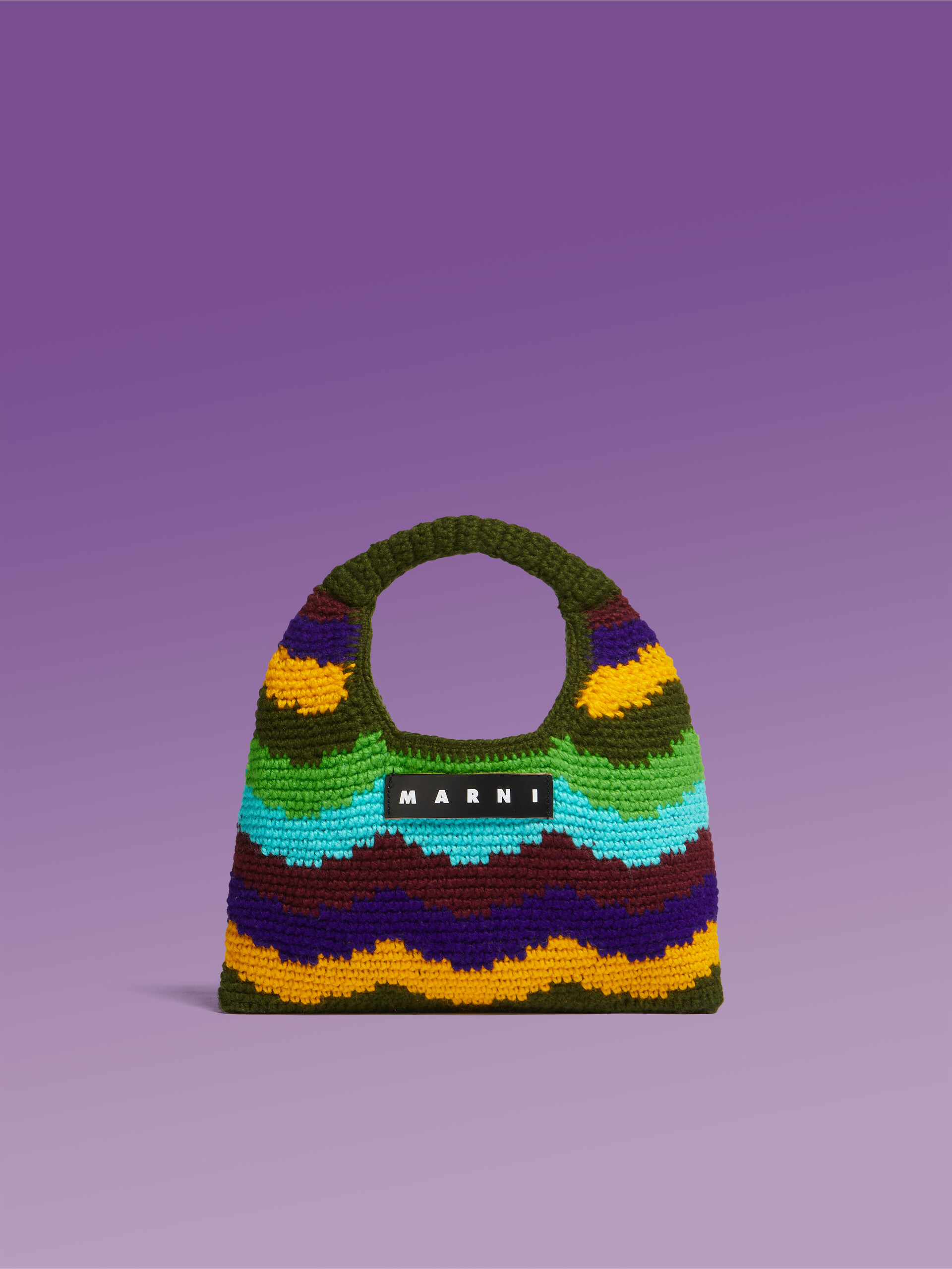 Mini green multicoloured MARNI MARKET WAVES tech wool bag - Shopping Bags - Image 1