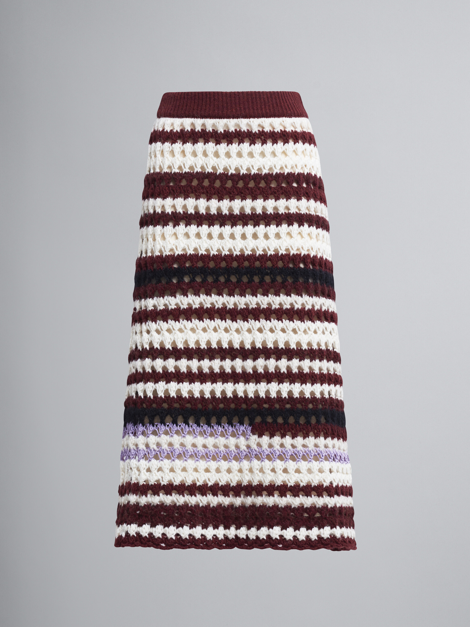 Multi-coloured striped 3D crochet intarsia skirt - Skirts - Image 1