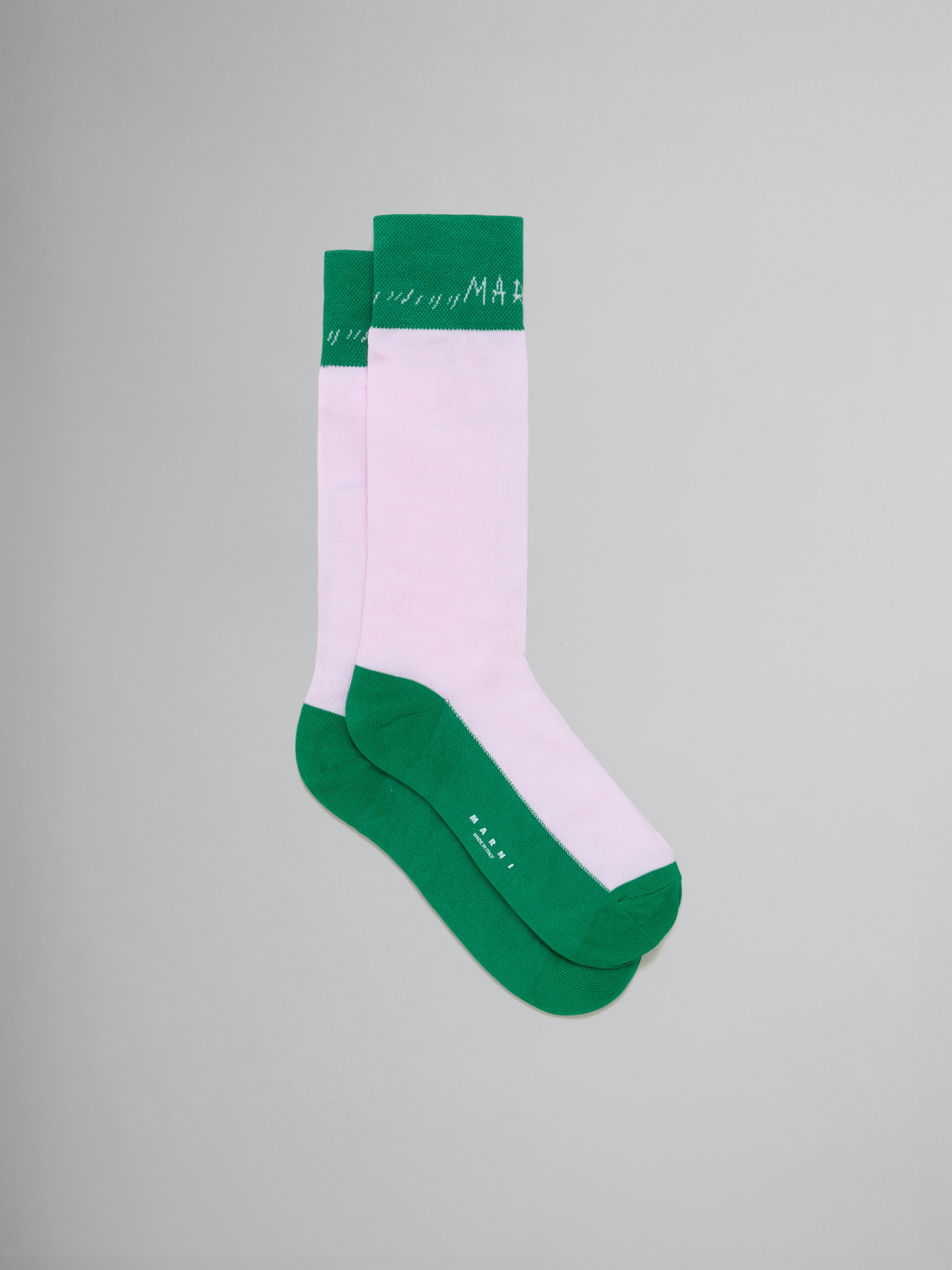 Pink colour-block cotton socks with Marni mending - Socks - Image 1