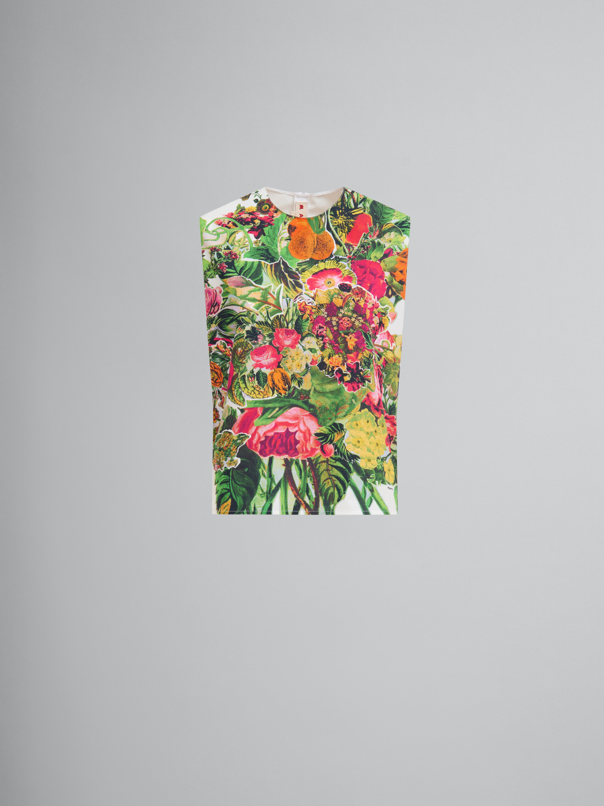 White poplin sleeveless top with Mystical Bloom print | Marni