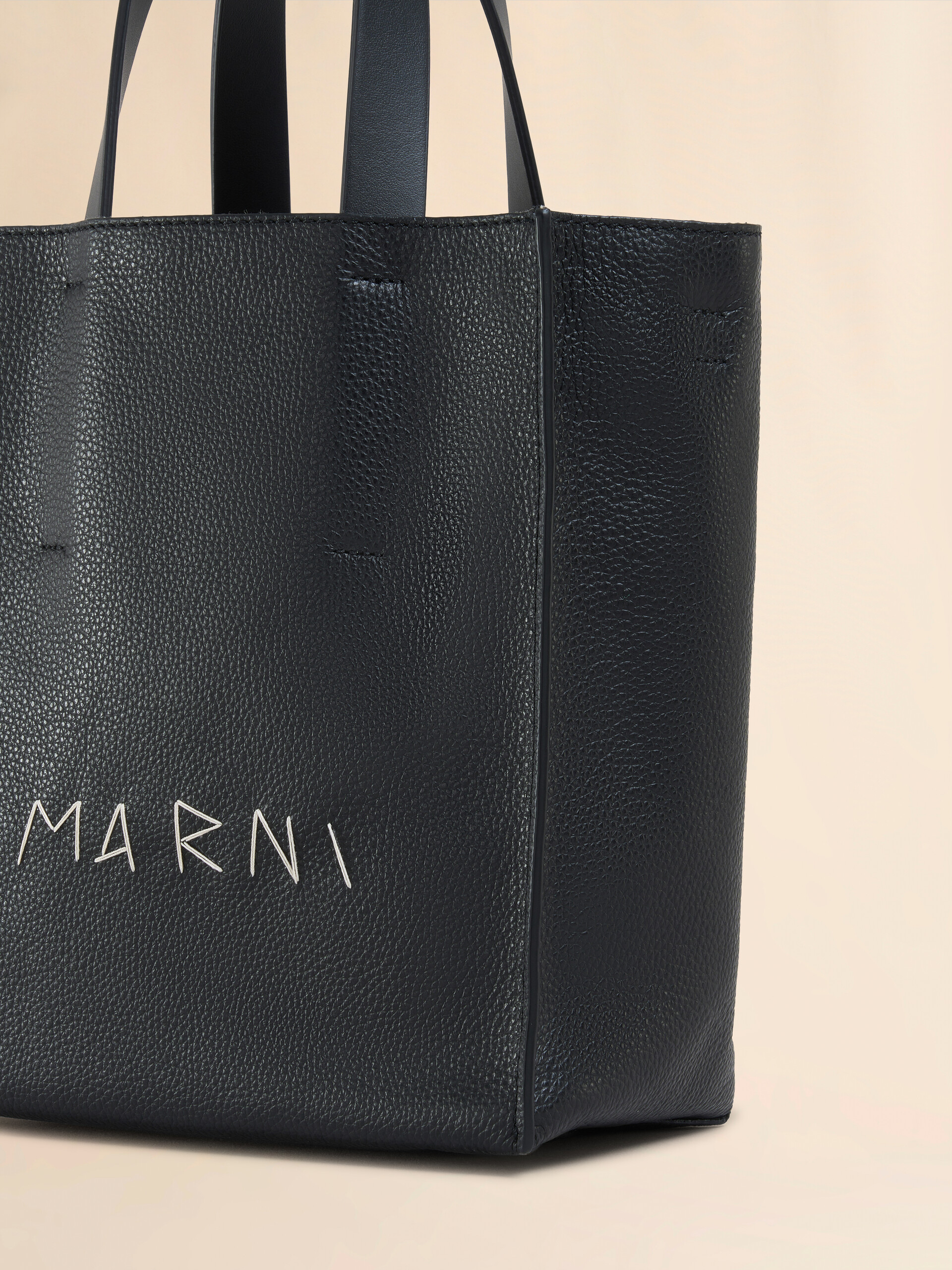 Museo Soft Mini Bag in ivory and brown leather with Marni Mending - Shopping Bags - Image 4