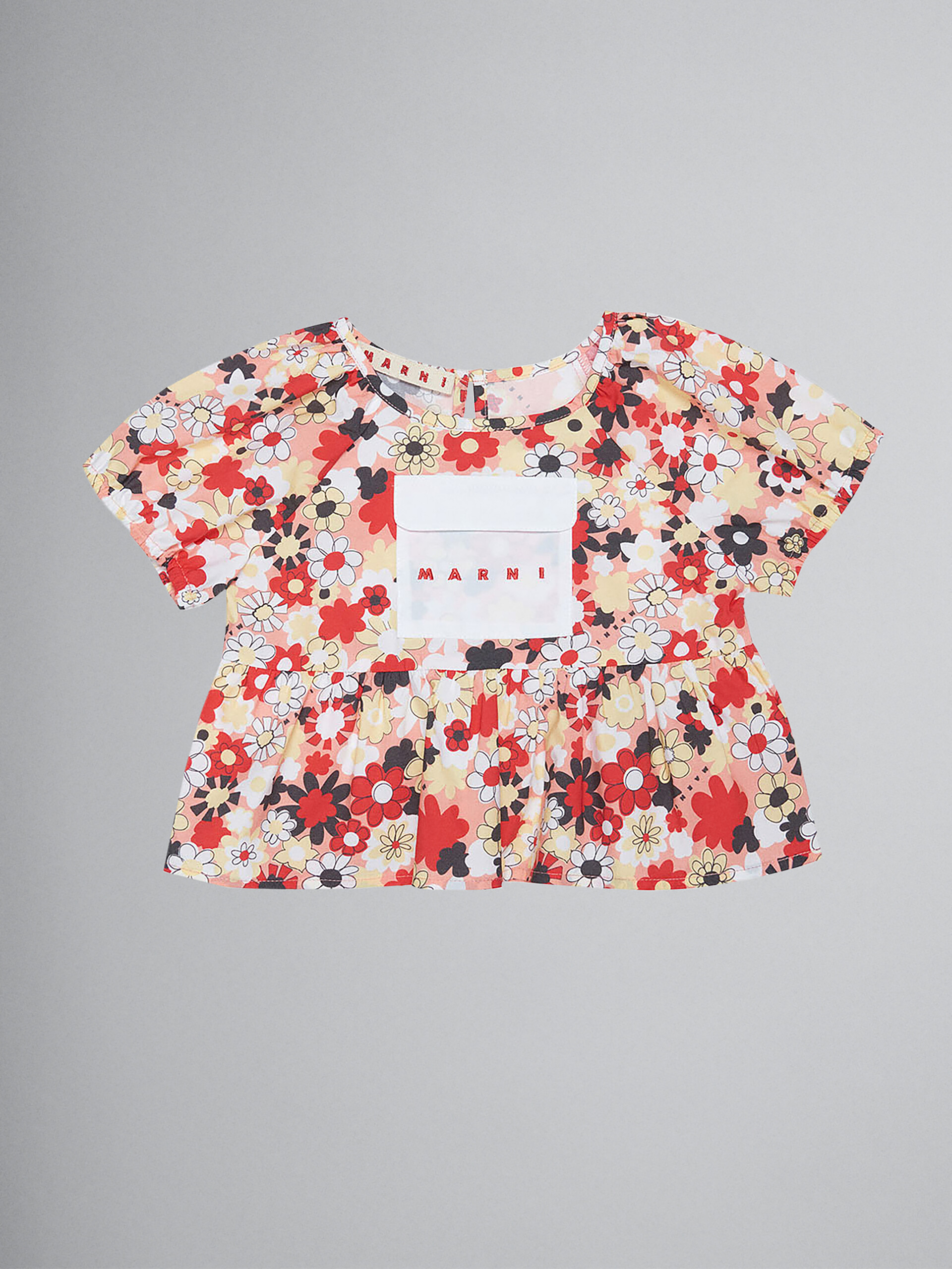 Poplin blouse with all-over Flowers pattern - Shirts - Image 1