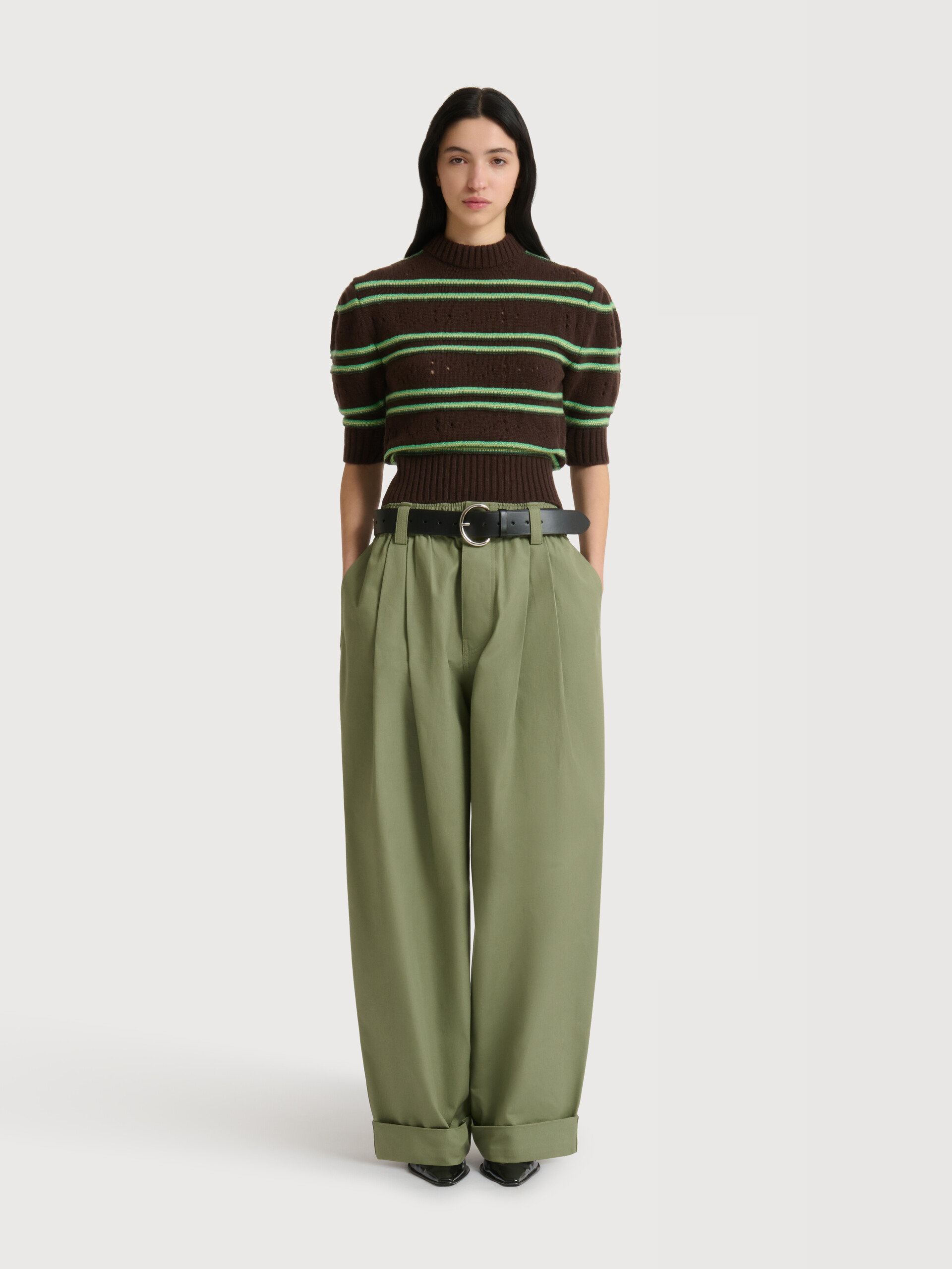Grey canvas trousers with pleats - Pants - Image 2