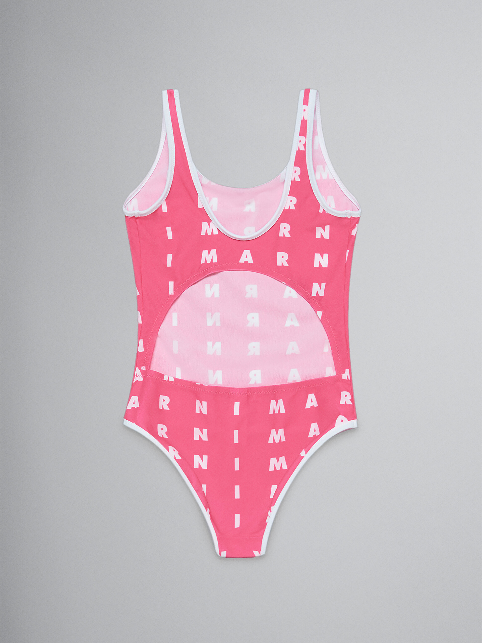 Fuchsia one-piece swimsuit with all-over logo | Marni