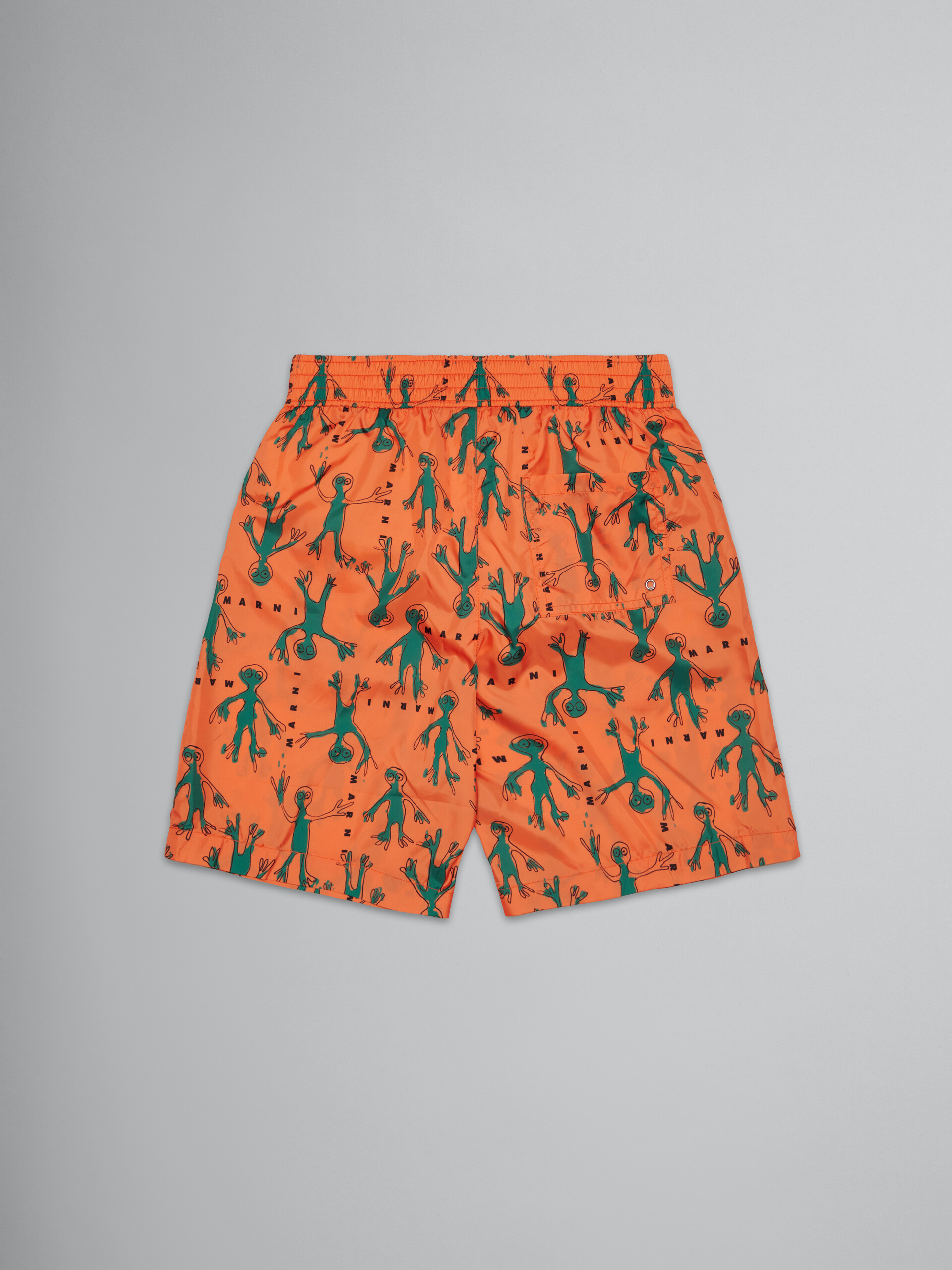 Orangefarbener Boxer-Badeanzug mit ganzflächigem Frosch-Print - KINDER - Image 2