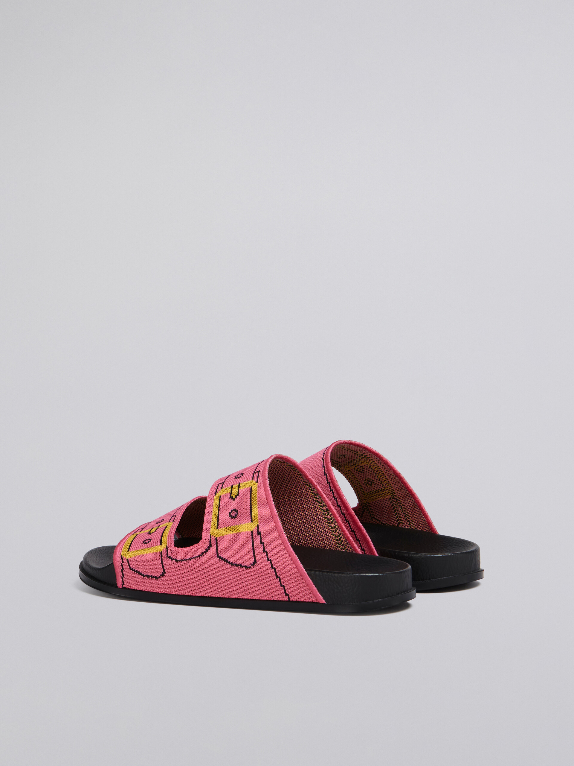 Pink trompe l'œil jacquard two-strap slide - Sandals - Image 3