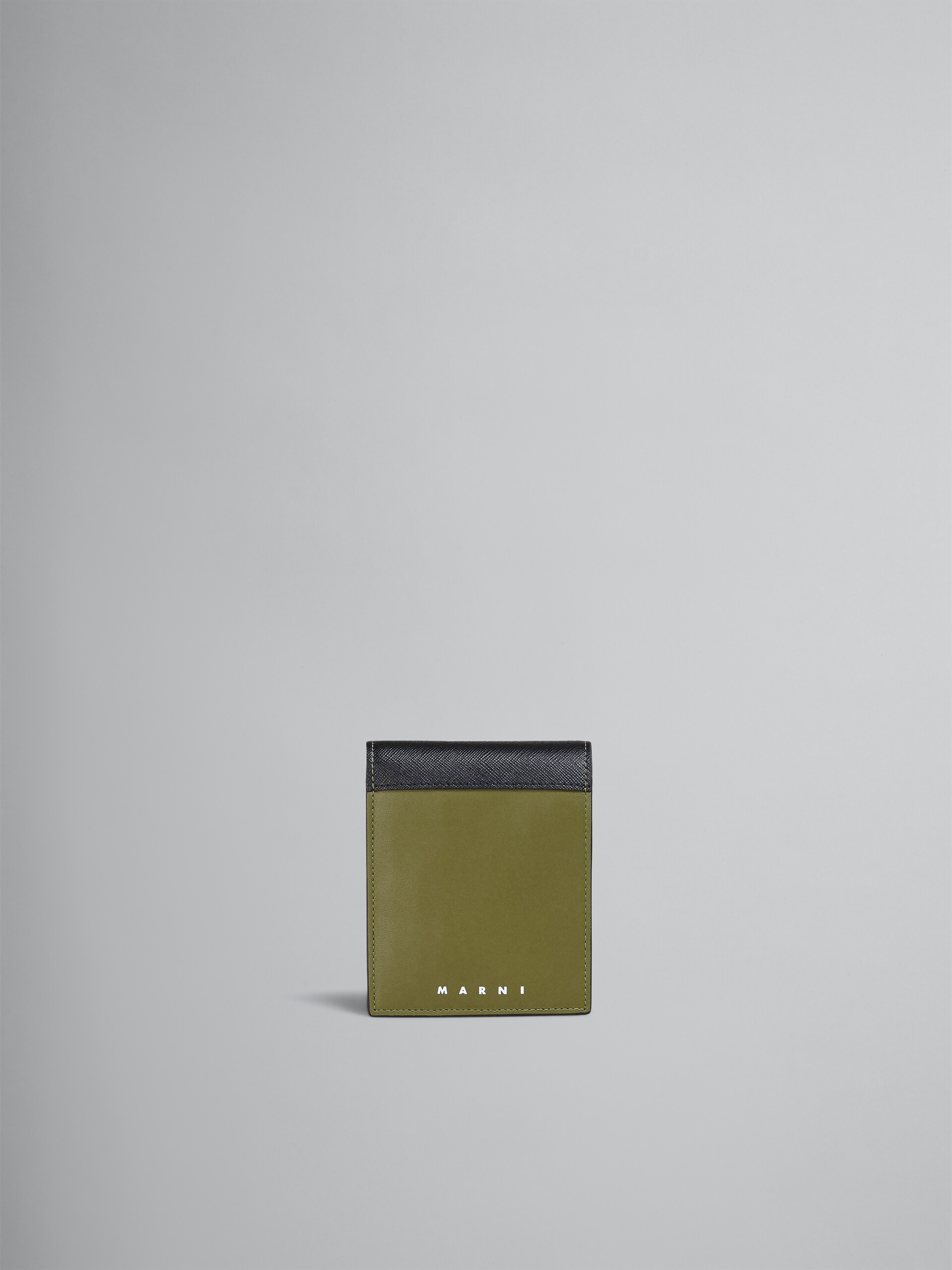 Black green blue saffiano calf bi-fold wallet - Wallets - Image 1