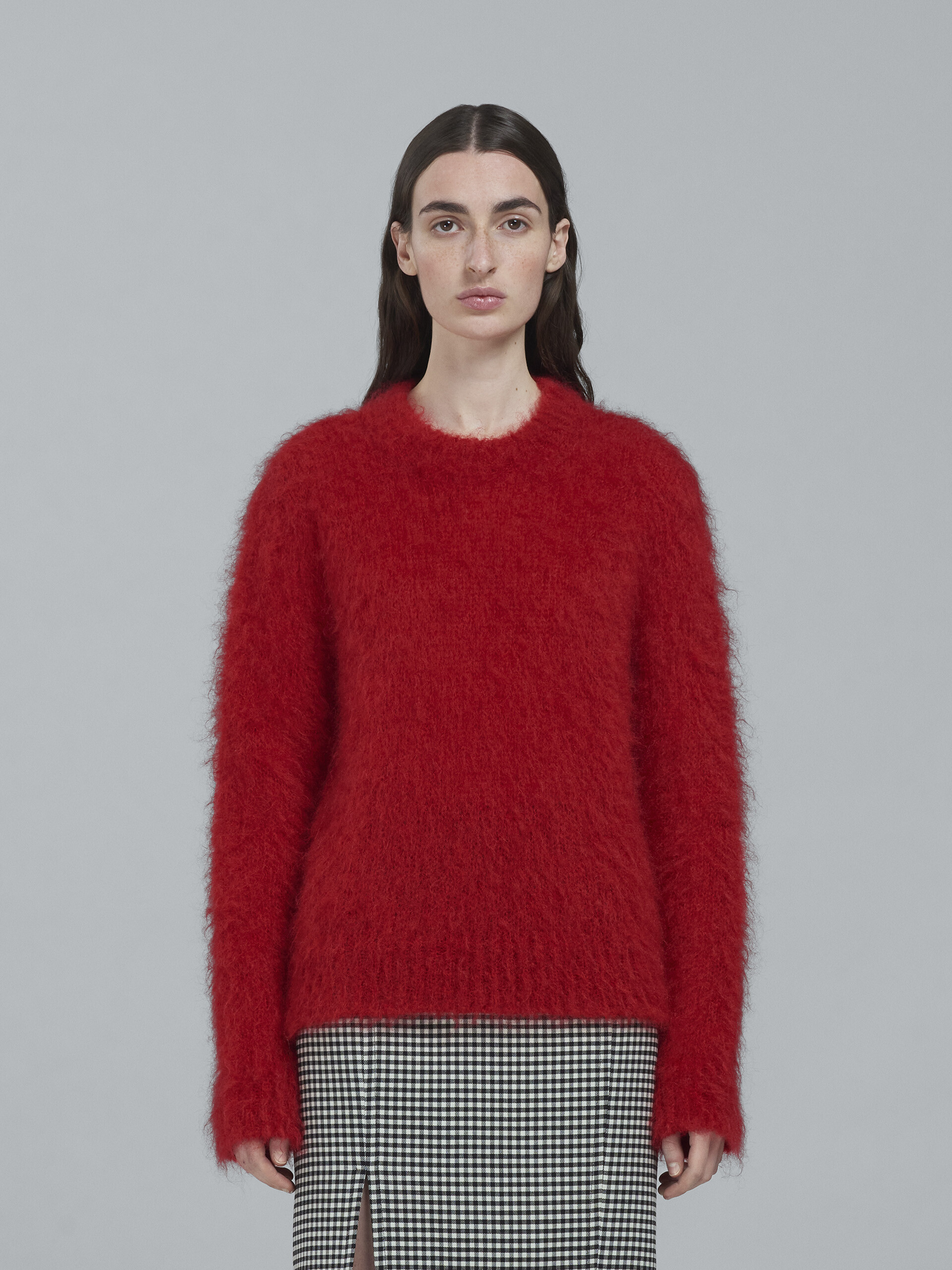 Red mohair and wool crewneck sweater - Pullovers - Image 2