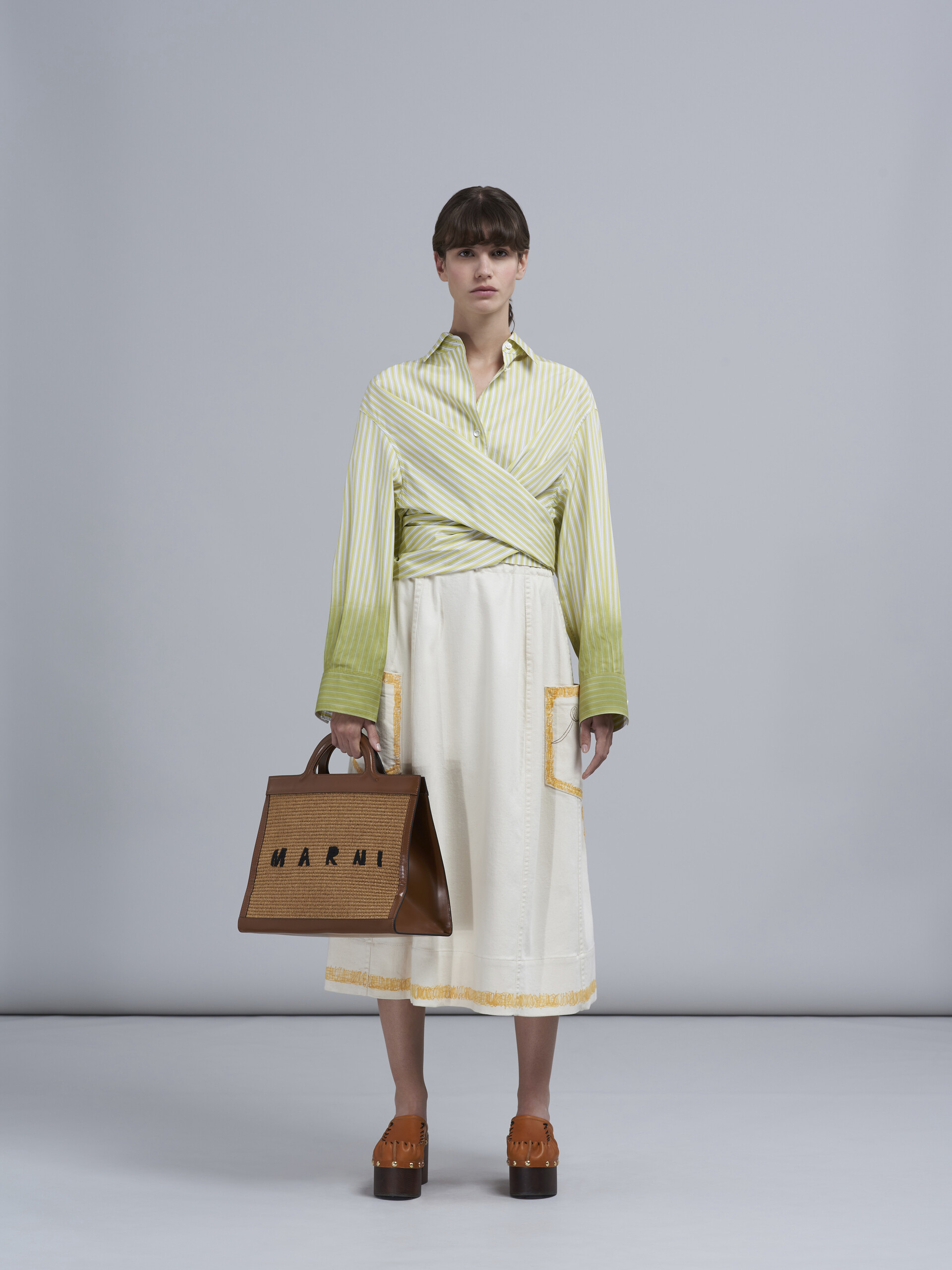 TROPICALIA tote bag in brown leather and raffia - Handbags - Image 2