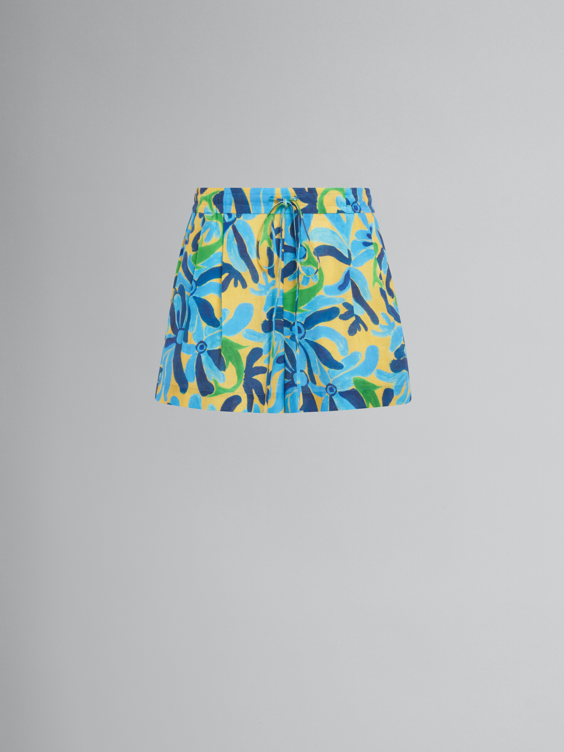 Marni x No Vacancy Inn - Linen and viscose shorts with Chippy Fishes print - Pants - Image 1