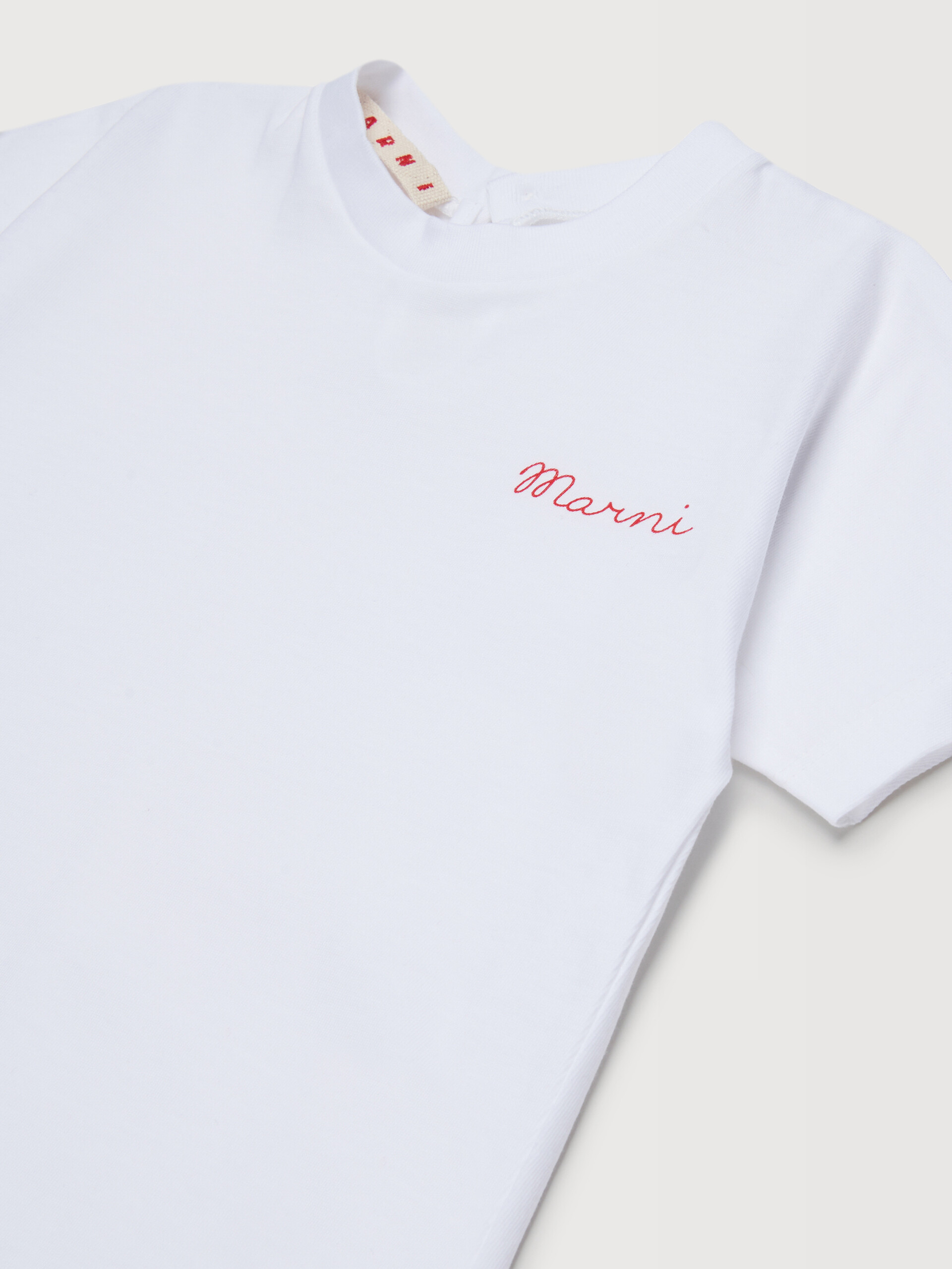 White cotton T-shirt with cursive Marni logo - T-shirts - Image 3