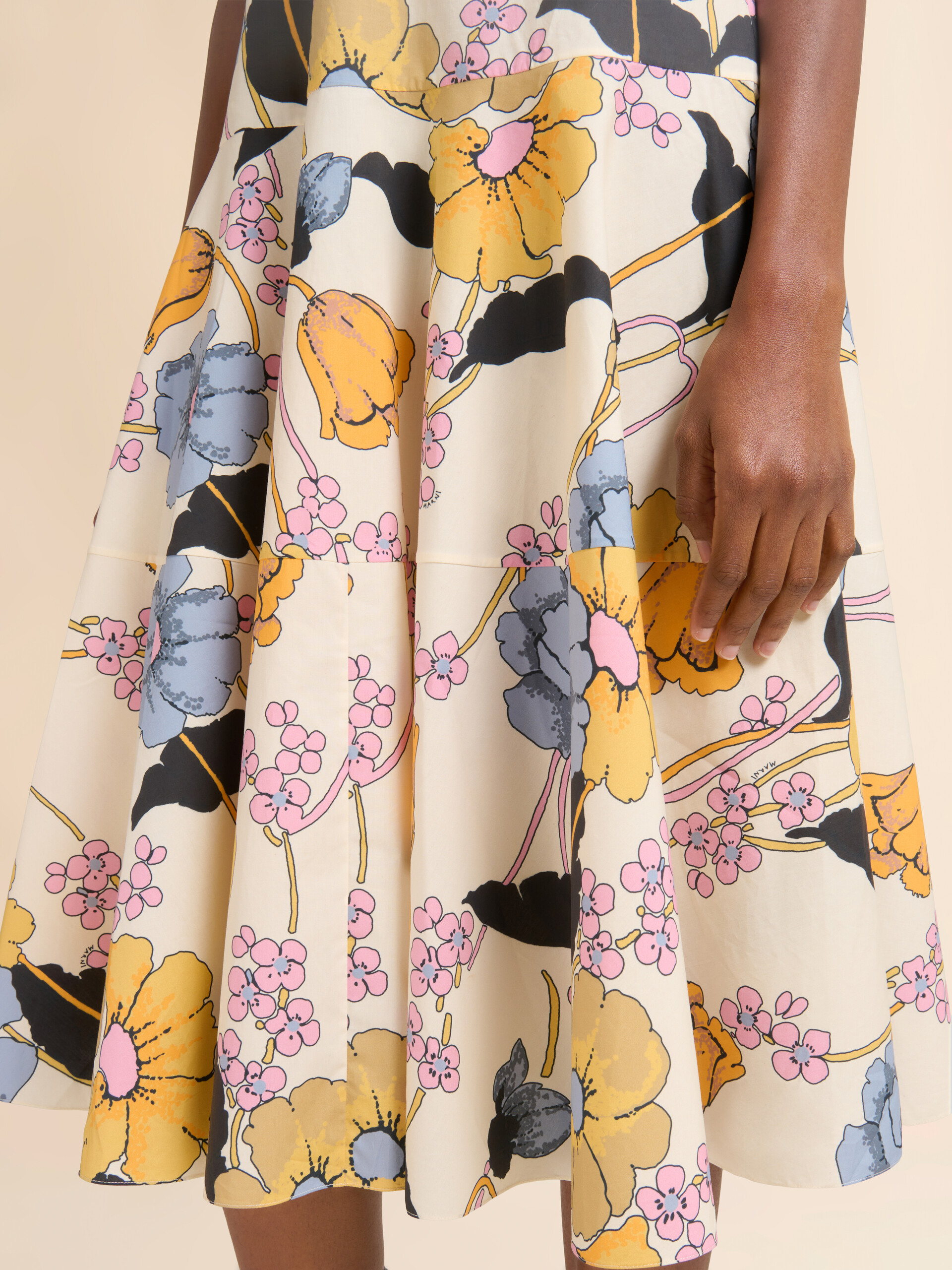 Cream poplin midi dress with Melodia print - Dresses - Image 5