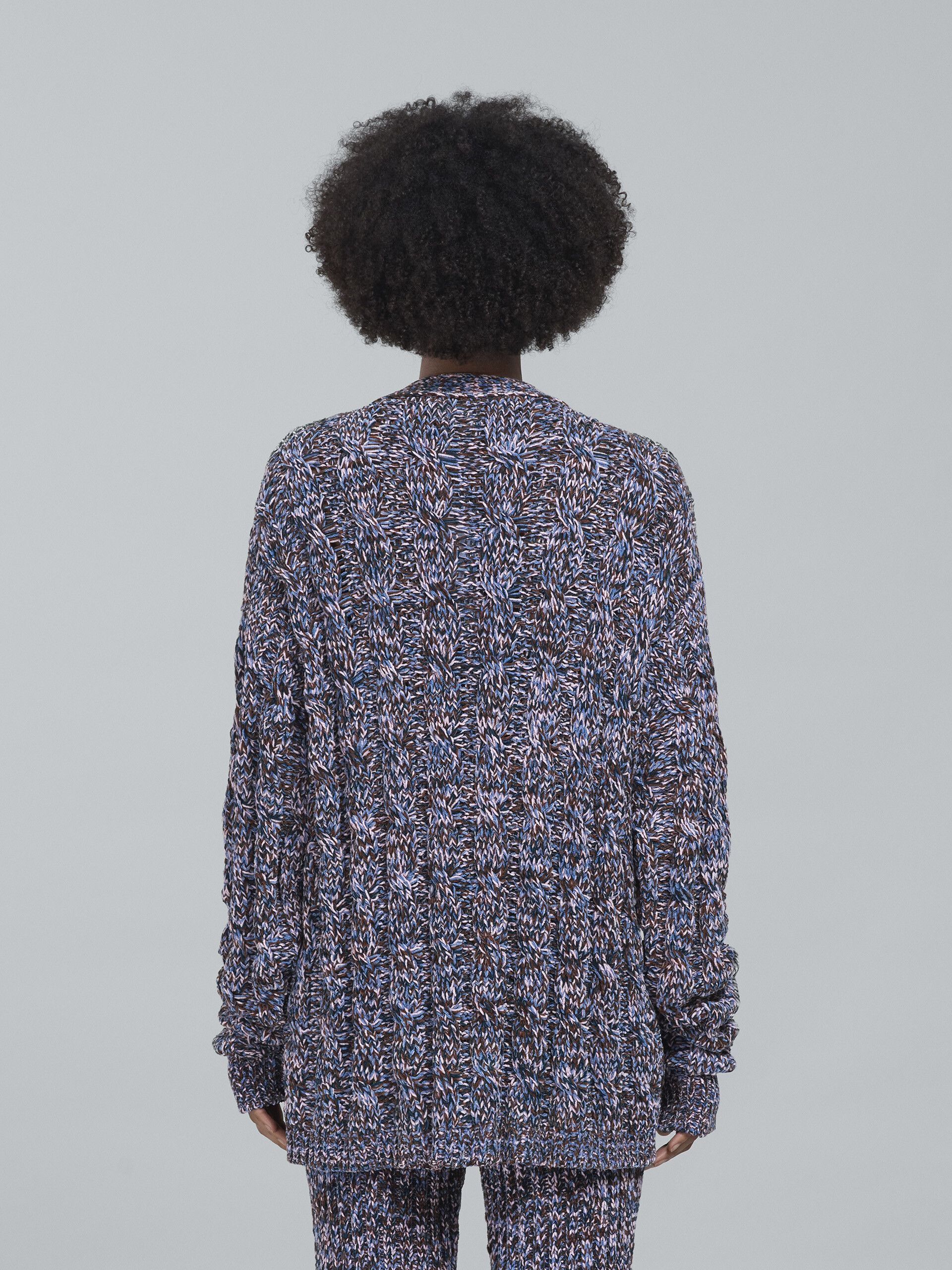 Viscose and cotton chenille cardigan - Pullovers - Image 3