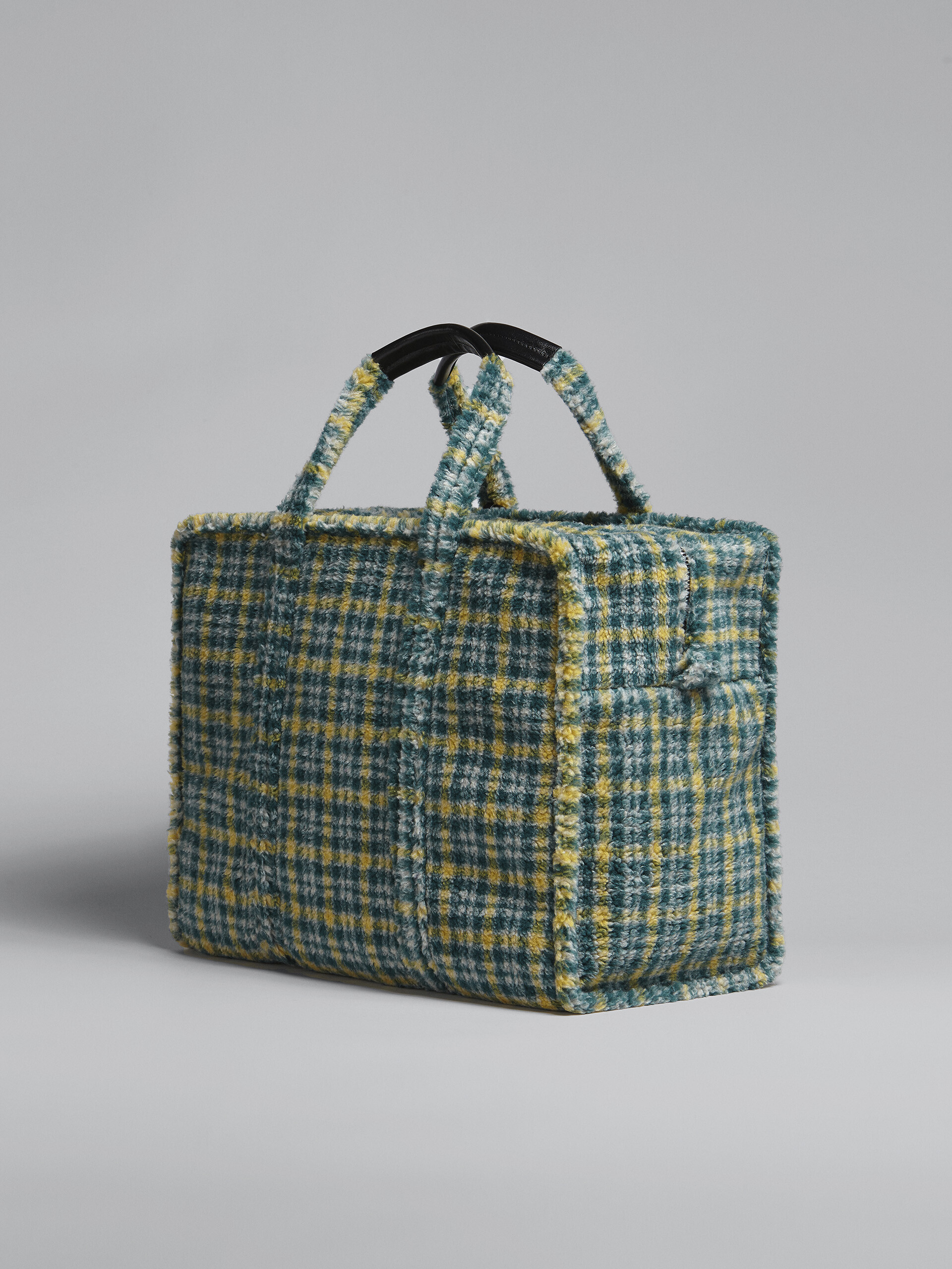 Travel bag in tessuto con motivo a riquadri verde - Borse shopping - Image 3