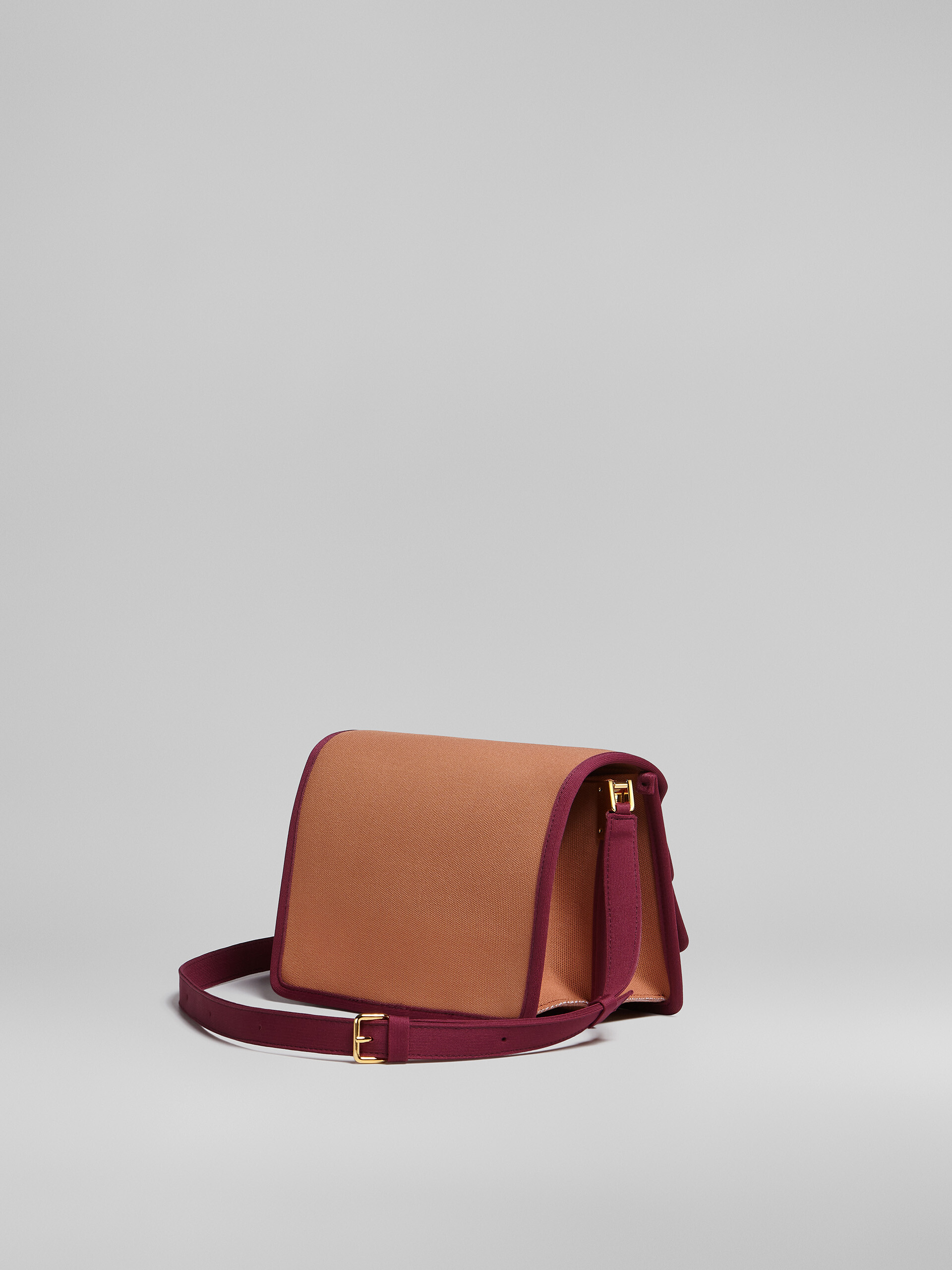 TRUNK SOFT medium bag in brown and purple jacquard - Shoulder Bag - Image 3