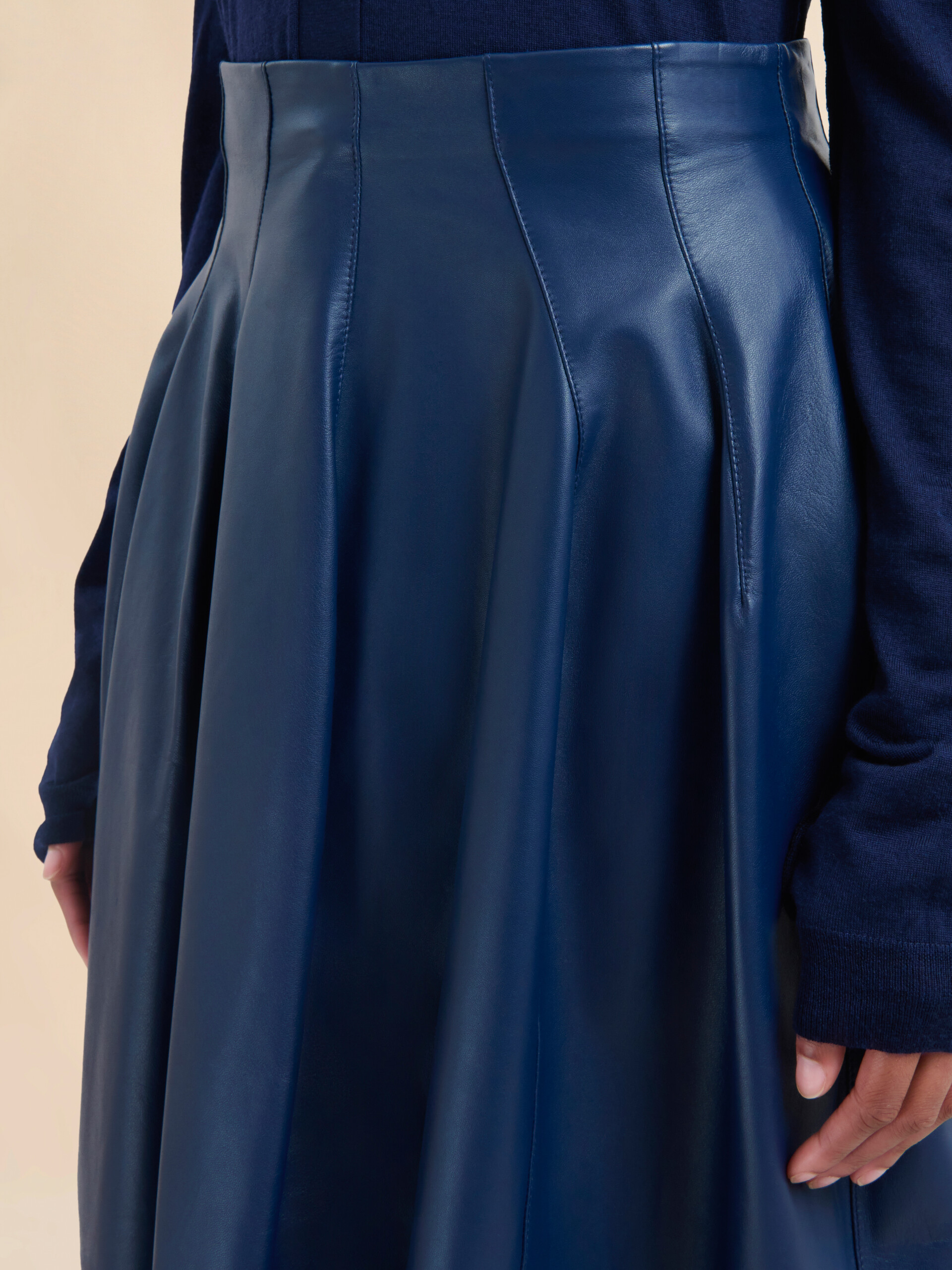 Blauer Rock aus Nappaleder mit hoher Taille - Röcke - Image 4