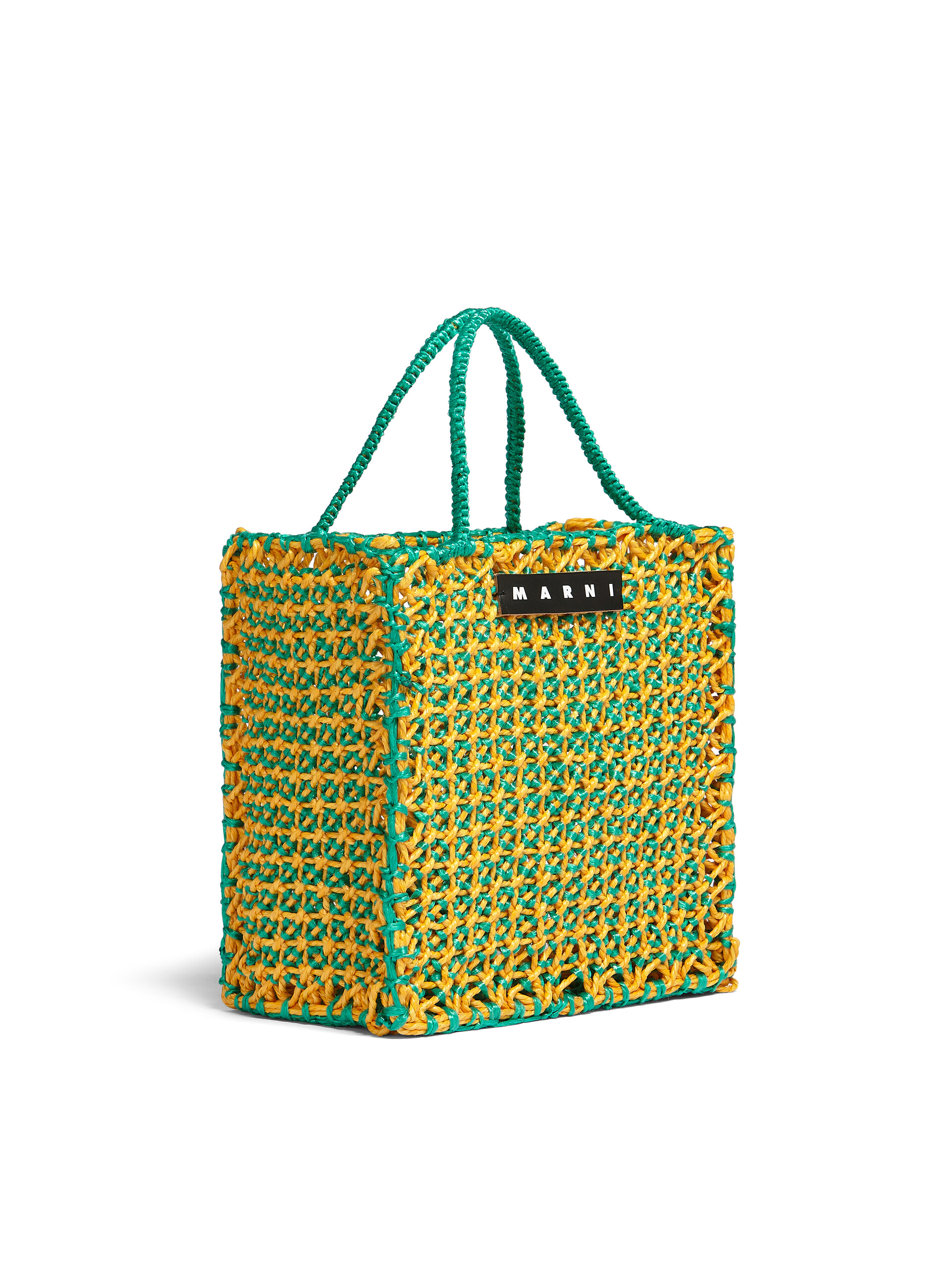 MARNI MARKET large bag in green and yellow crochet - Bags - Image 2