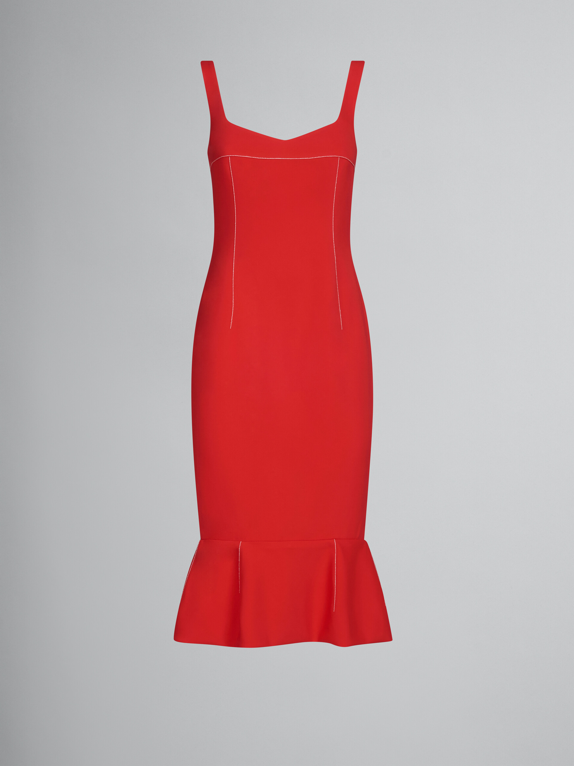 Red cady sheath dress with flounce hem - Dresses - Image 1