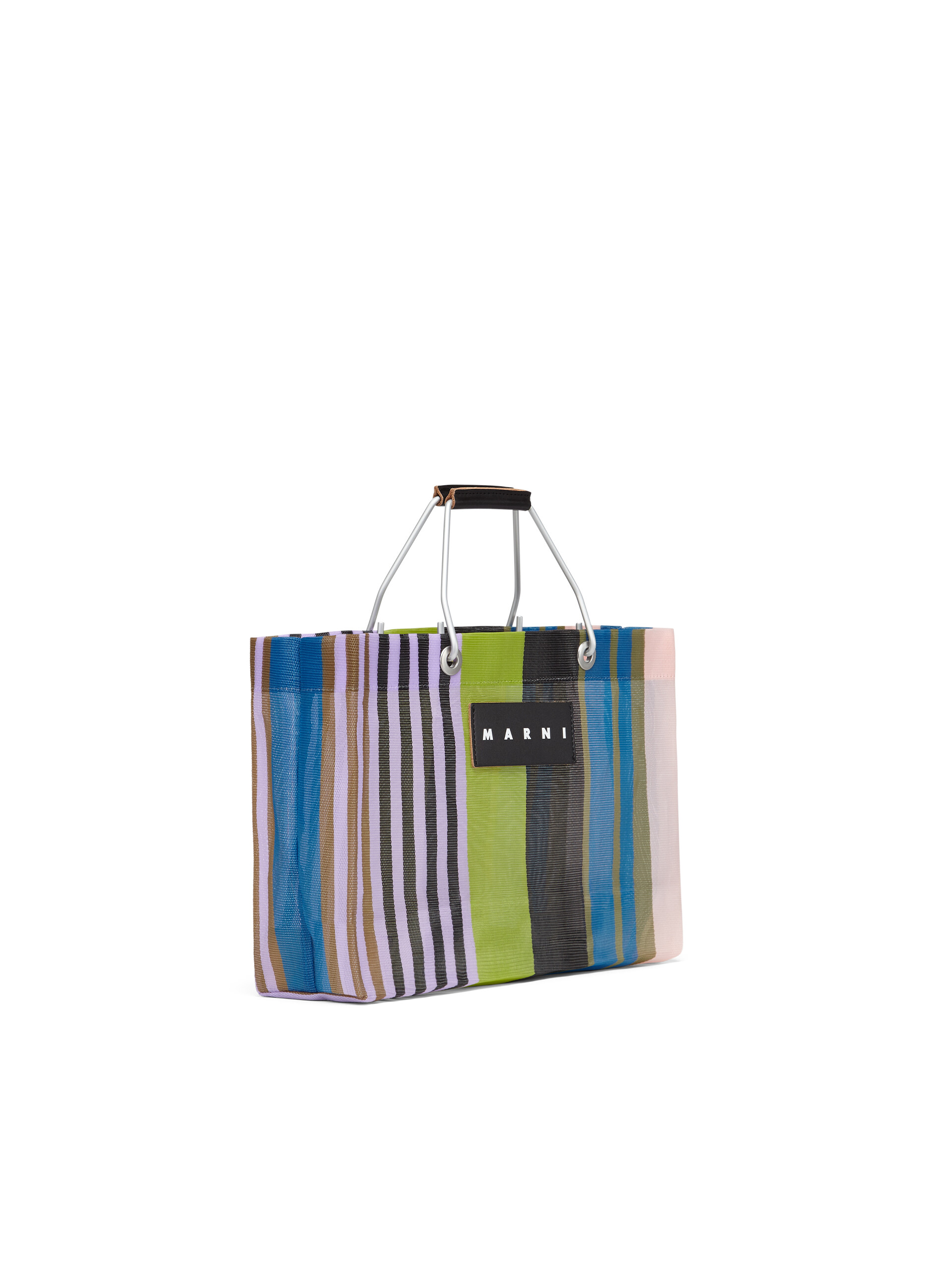 MARNI MARKET shopping bag in striped lilac, green, black, beige and blue polyamide - Bags - Image 2