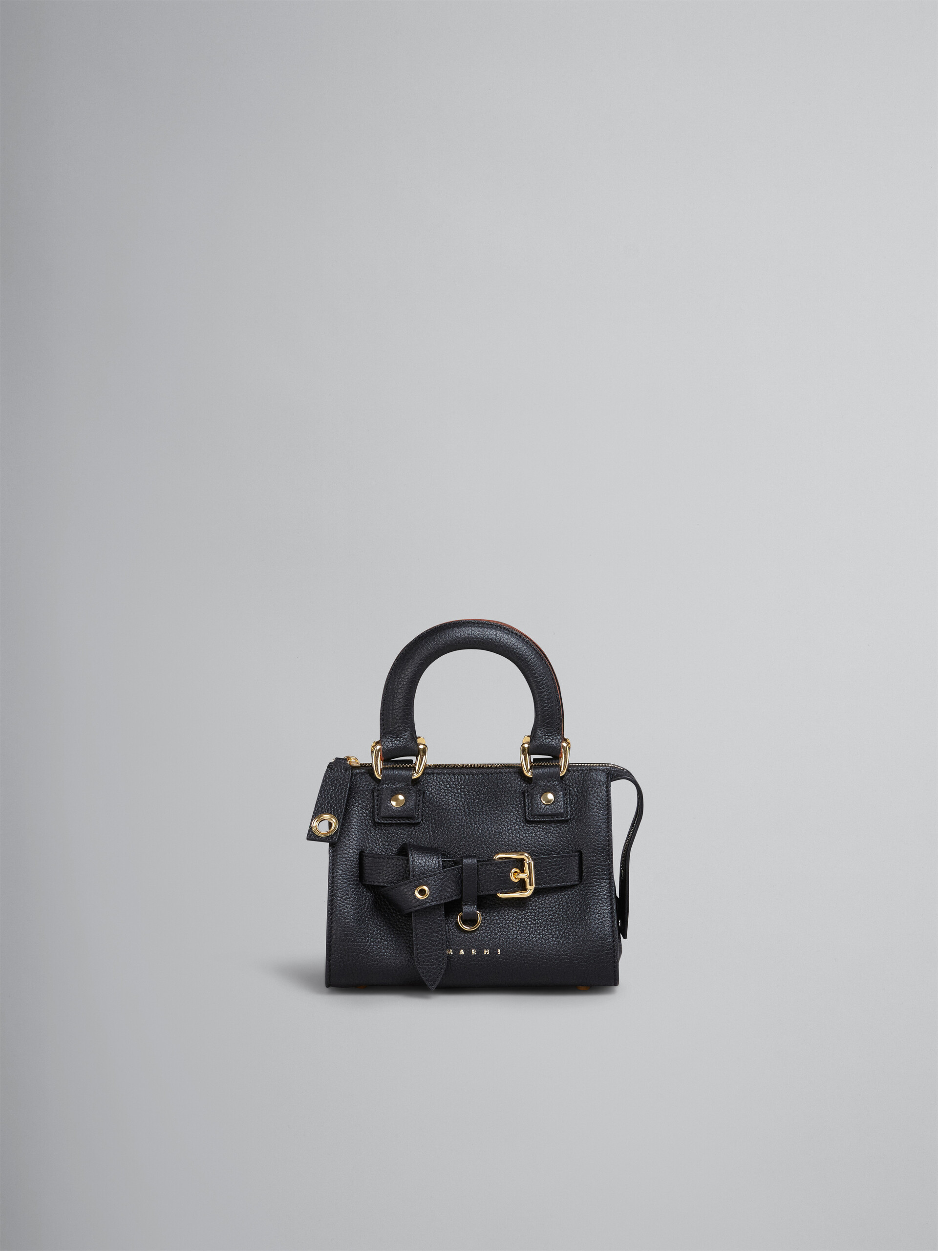 Black grained calf TREASURE mini top handle bag - Handbags - Image 1