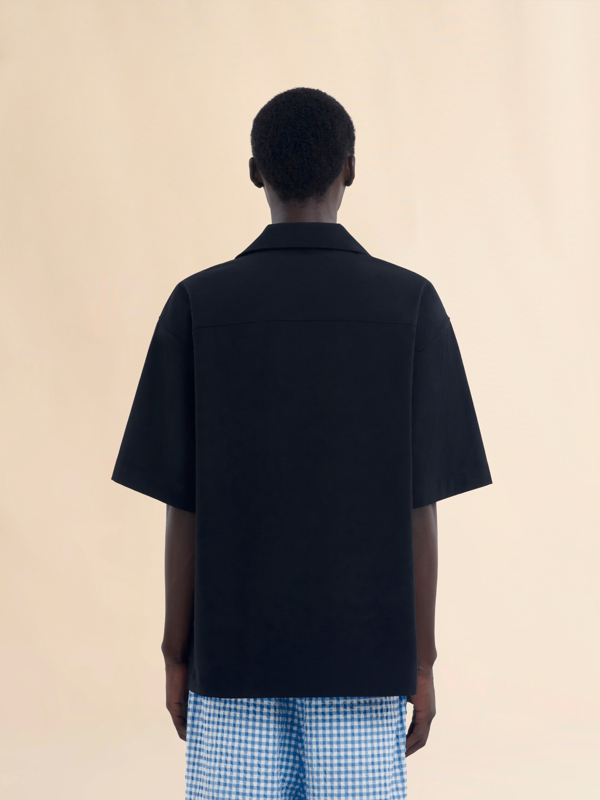 ブラック ウール混ボウリングシャツ、マルニシンボル入り - シャツ - Image 3