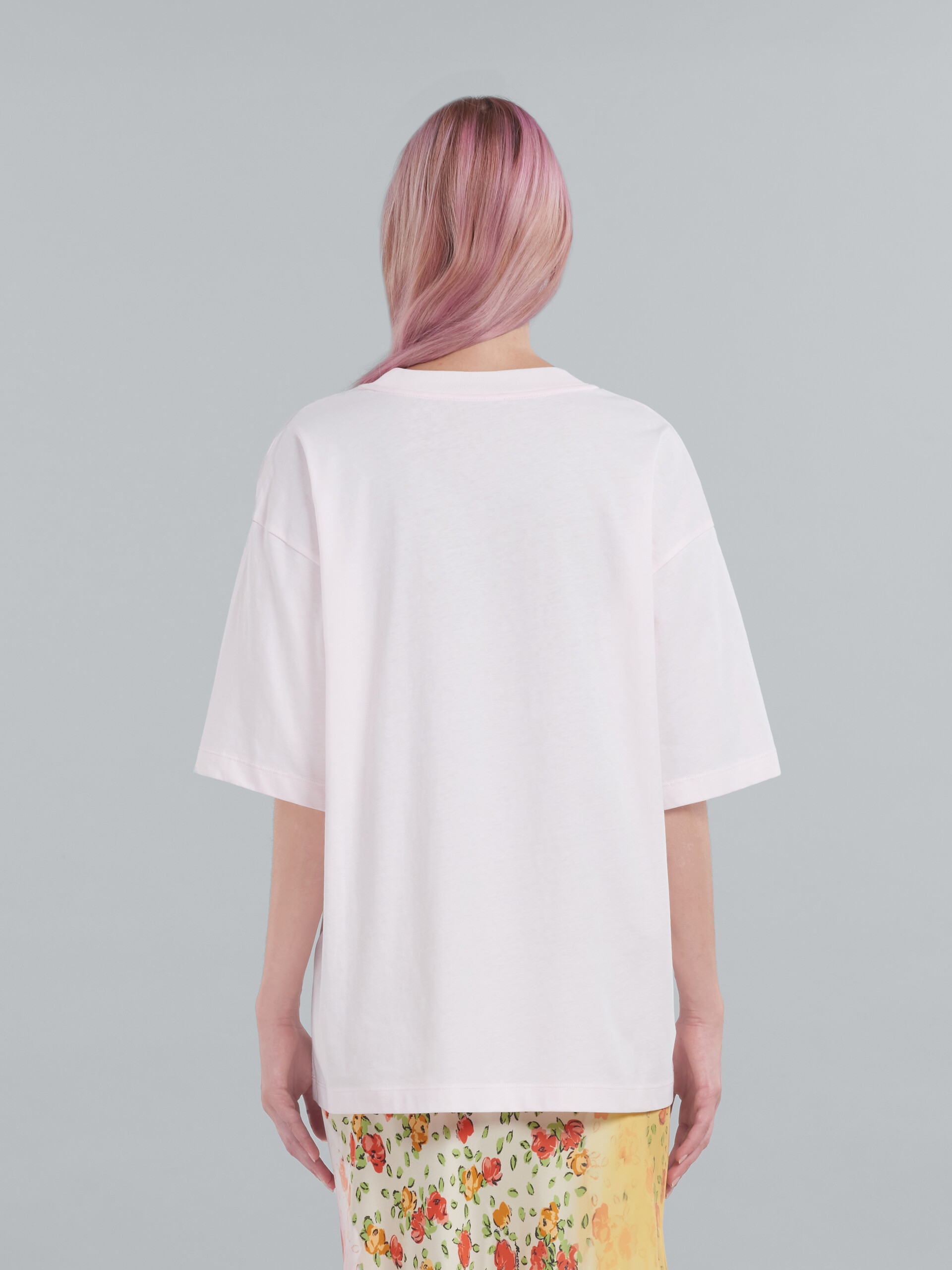 Light pink bio cotton jersey T-shirt with logo - T-shirts - Image 3