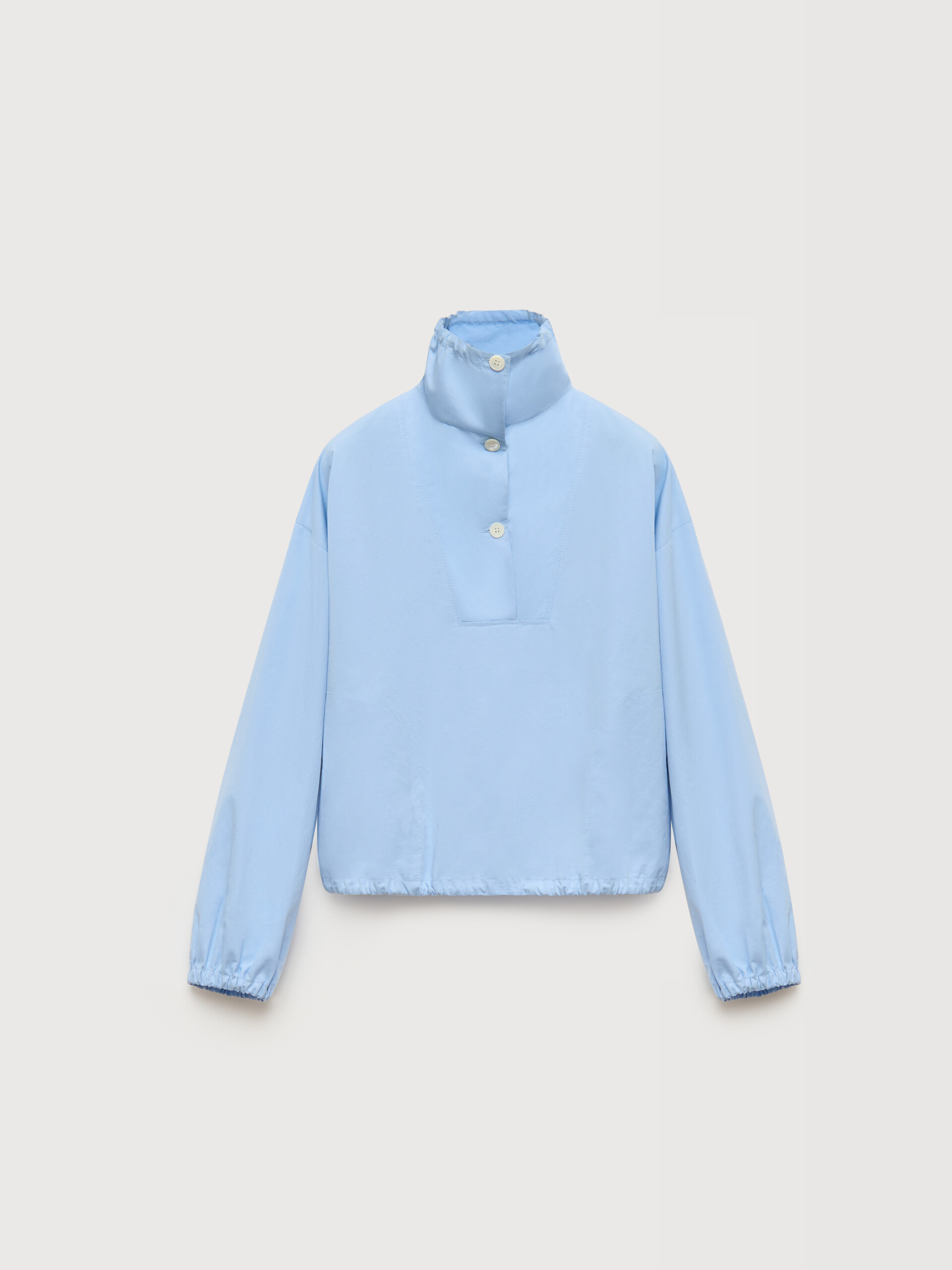 Bluse mit Stehkragen aus hellblauem Popeline - Hemden - Image 1
