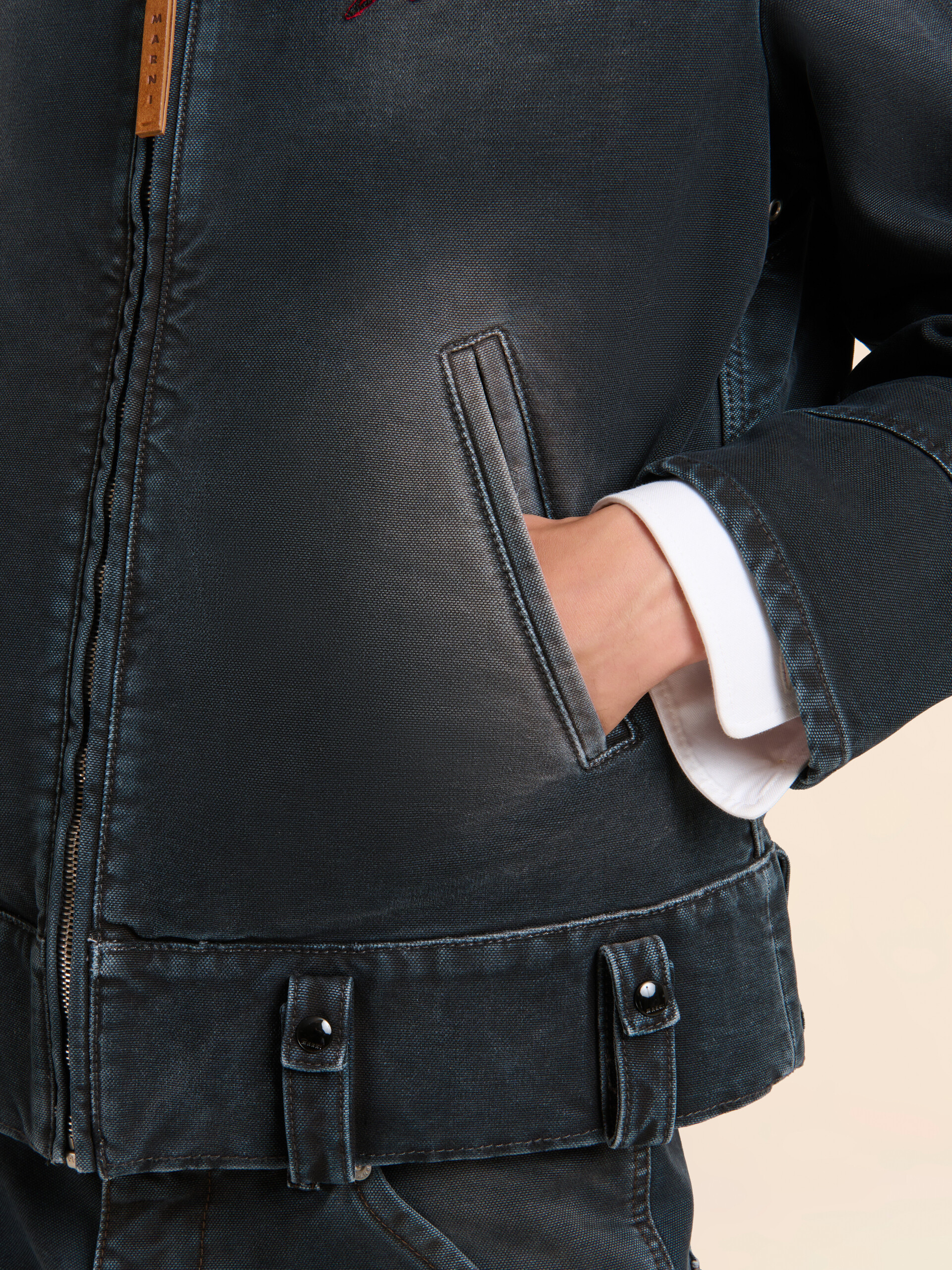 Black canvas jacket with contrast collar - Jackets - Image 5